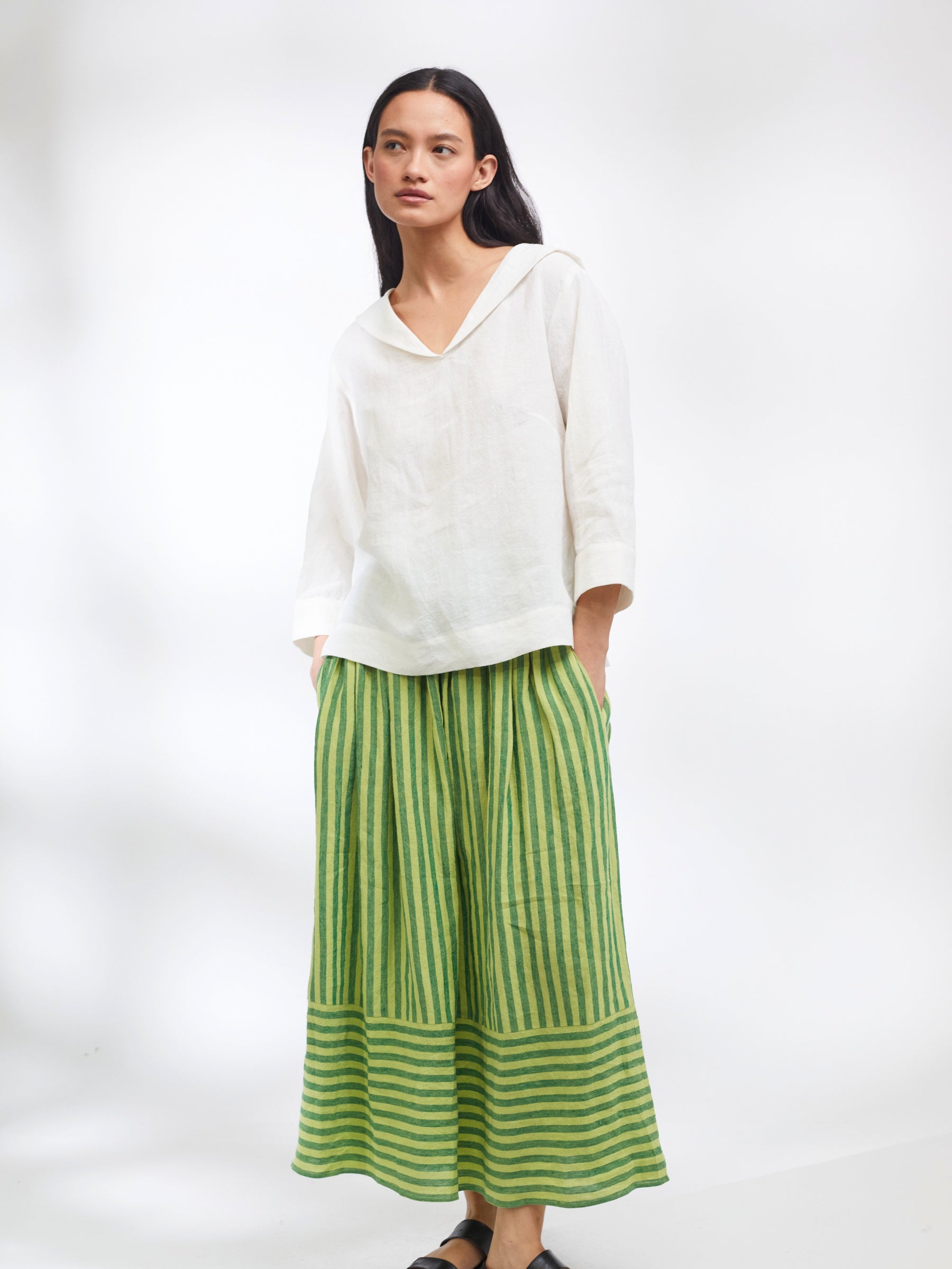 Sailor Top in White Linen | Made in England | Justine Tabak