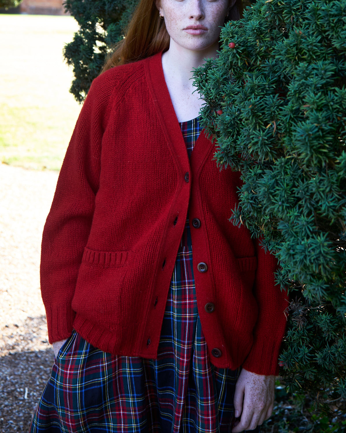 Pocket Cardigan in Scarlet
