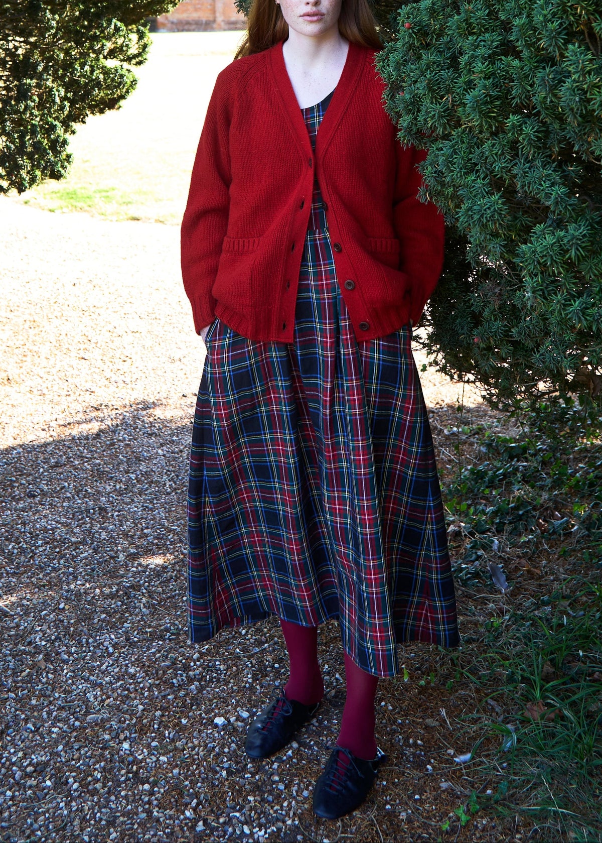 Pembroke Pinafore in Black Stewart Tartan