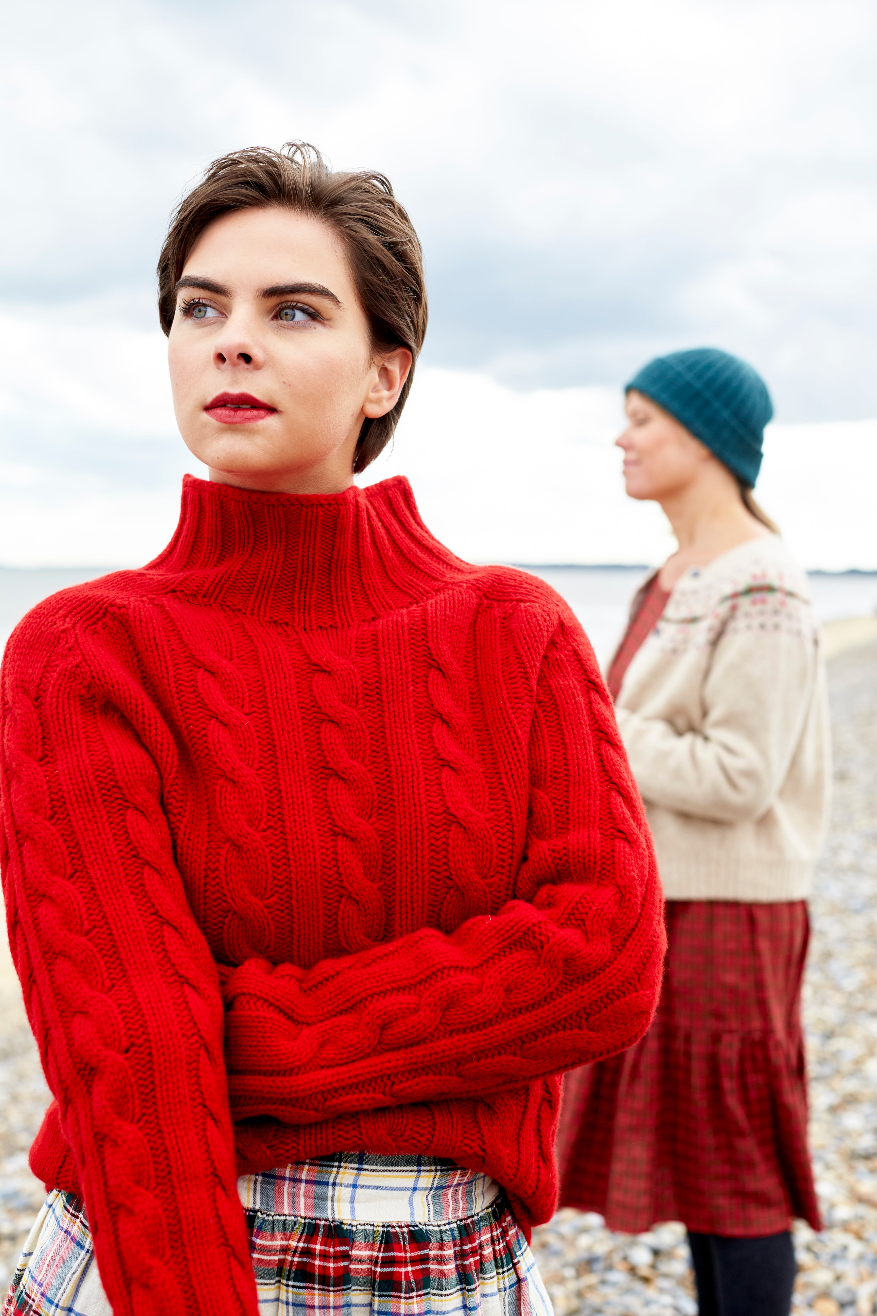 Stornaway Cabled Jumper in Deep Red