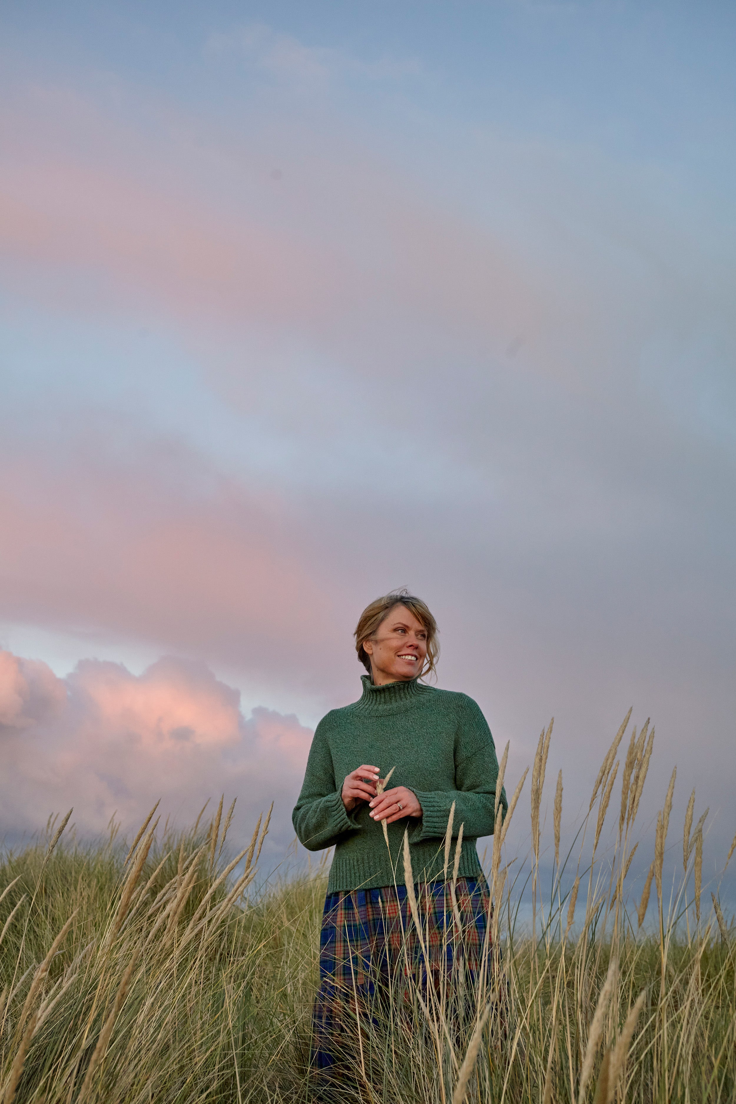 Islay Cropped Jumper in Lovat Marl Lambswool