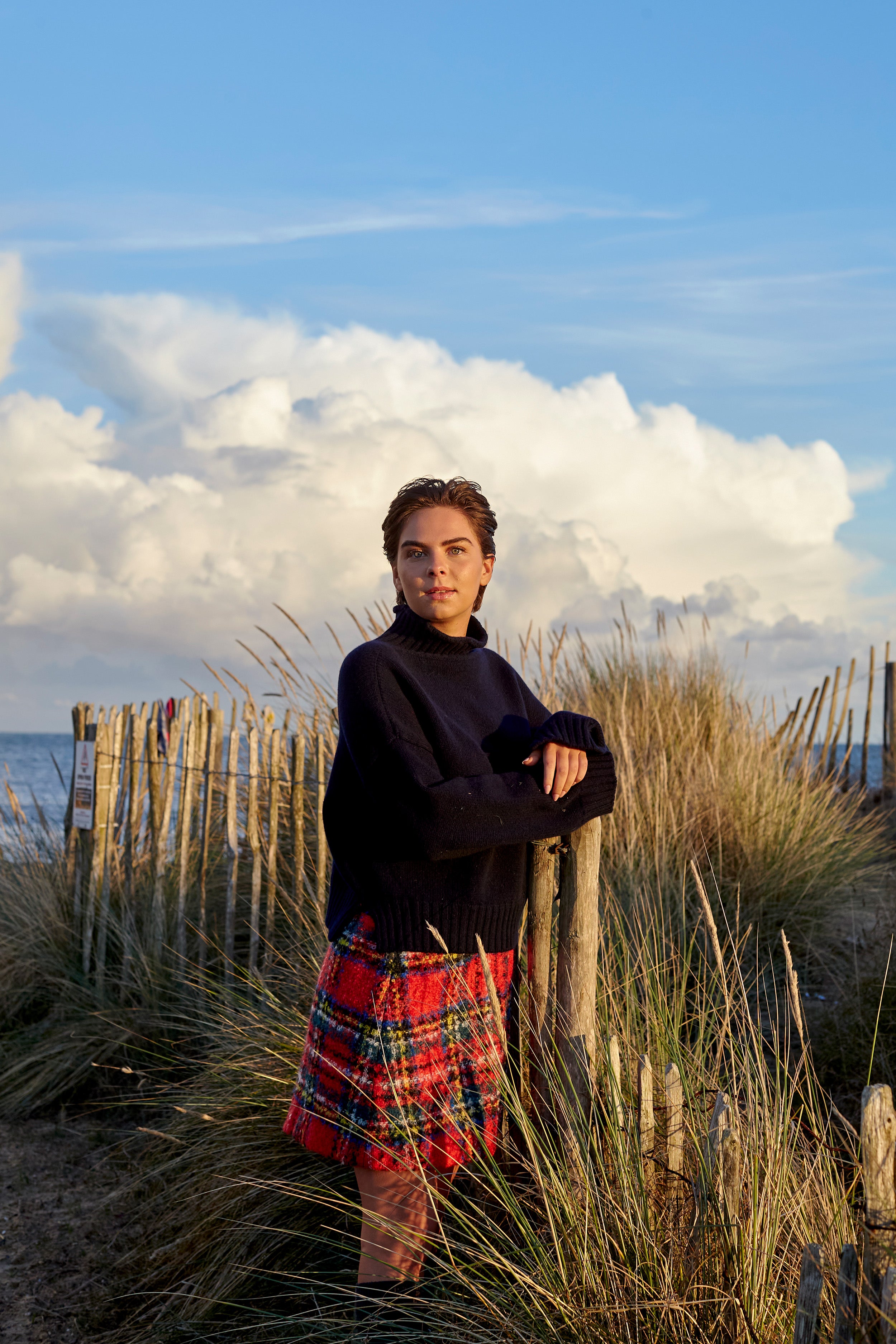 Highland Mini in Red Tartan Boucle