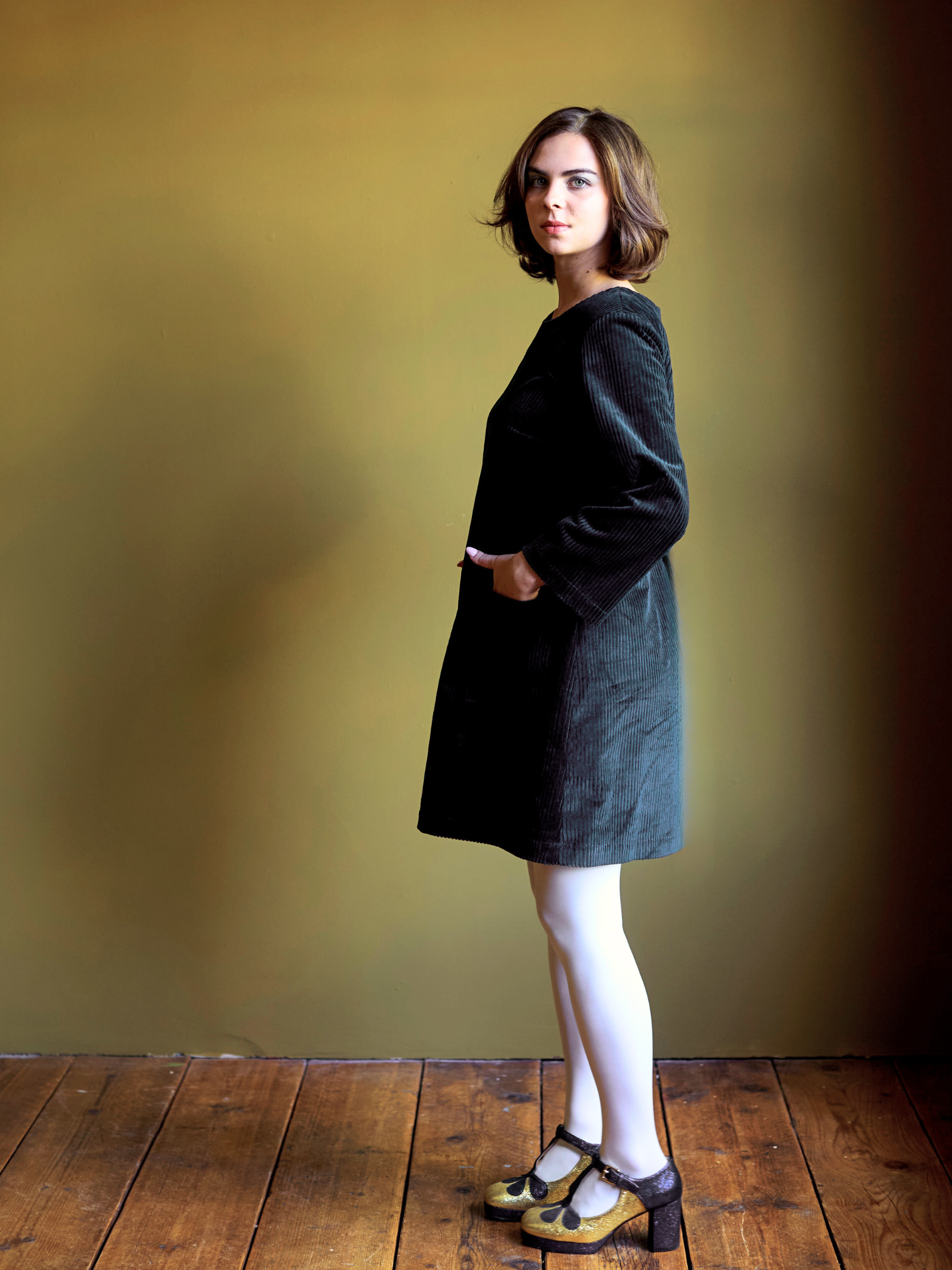 Salford Dress in Black Chunky Corduroy