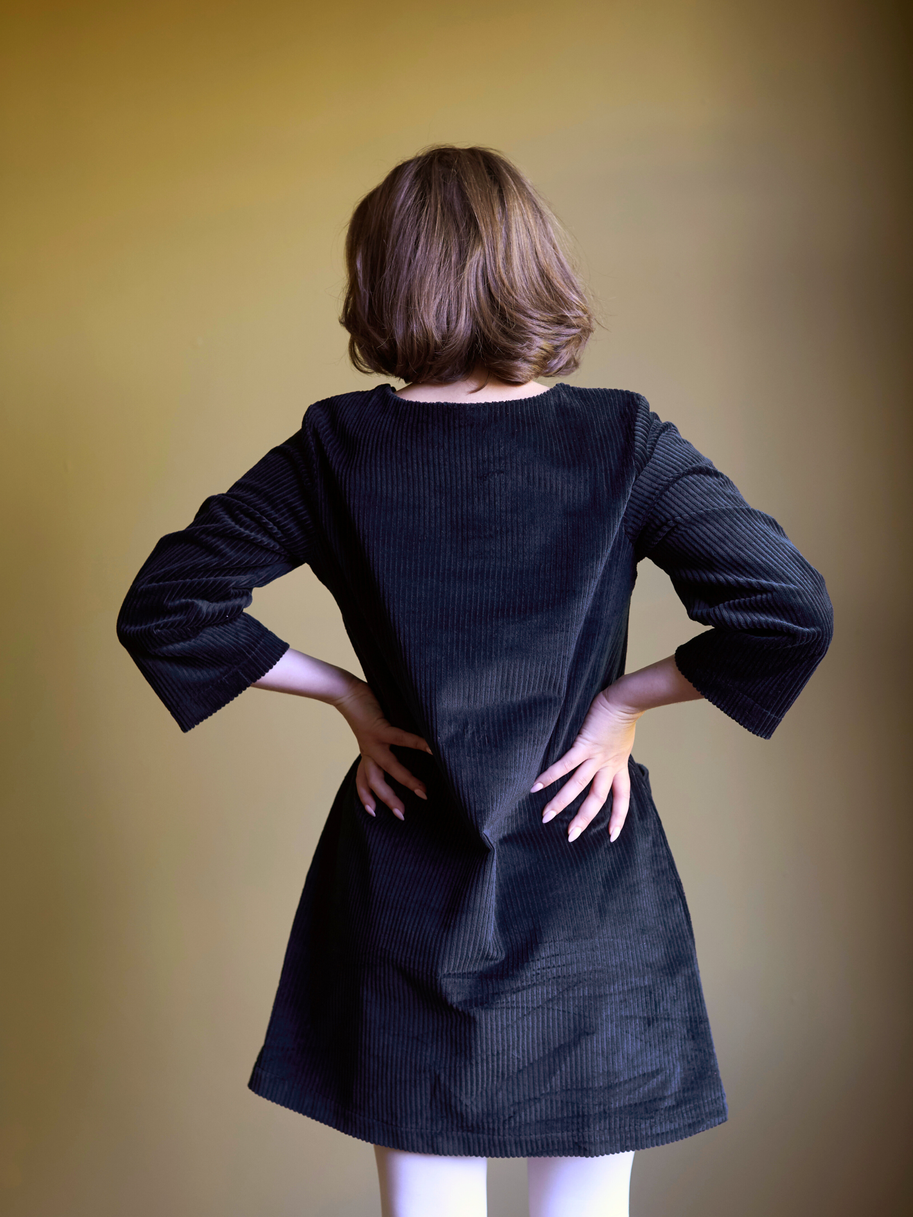 Salford Dress in Black Chunky Corduroy