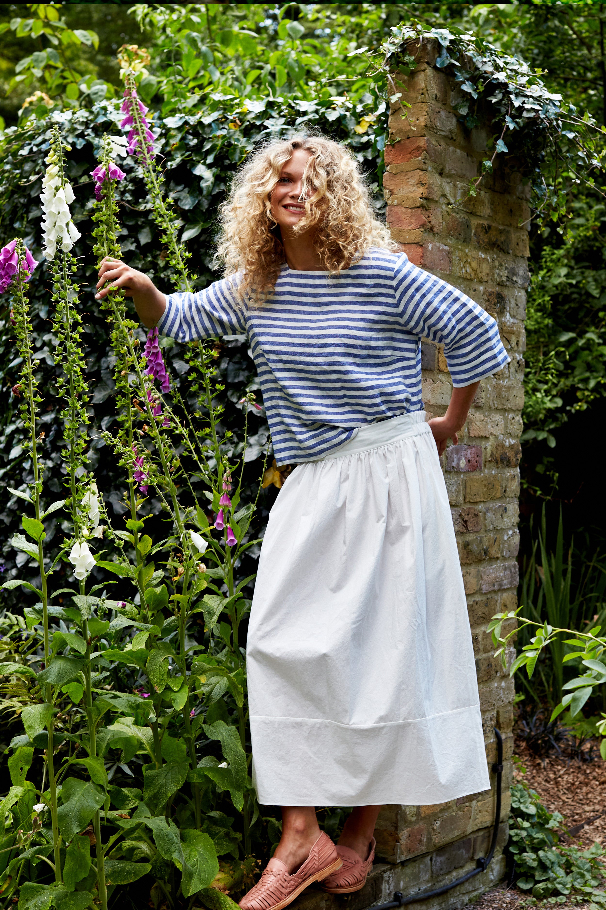 White Poplin Skirt with Elasticated Waist | Made in England | Justine Tabak