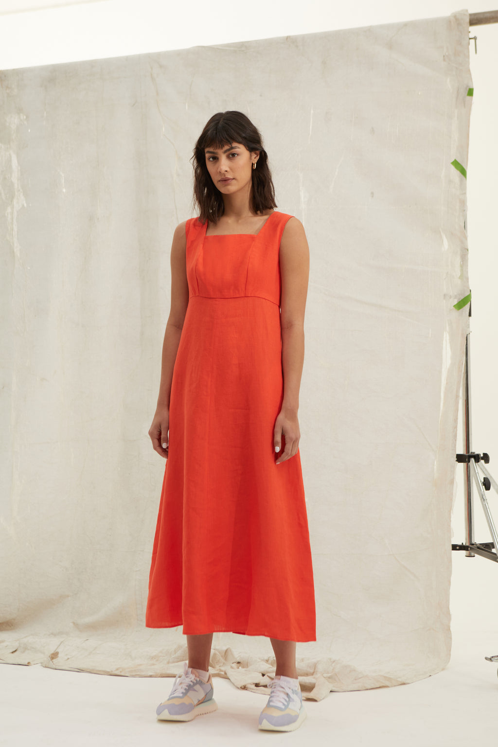 Orange linen hotsell dress uk