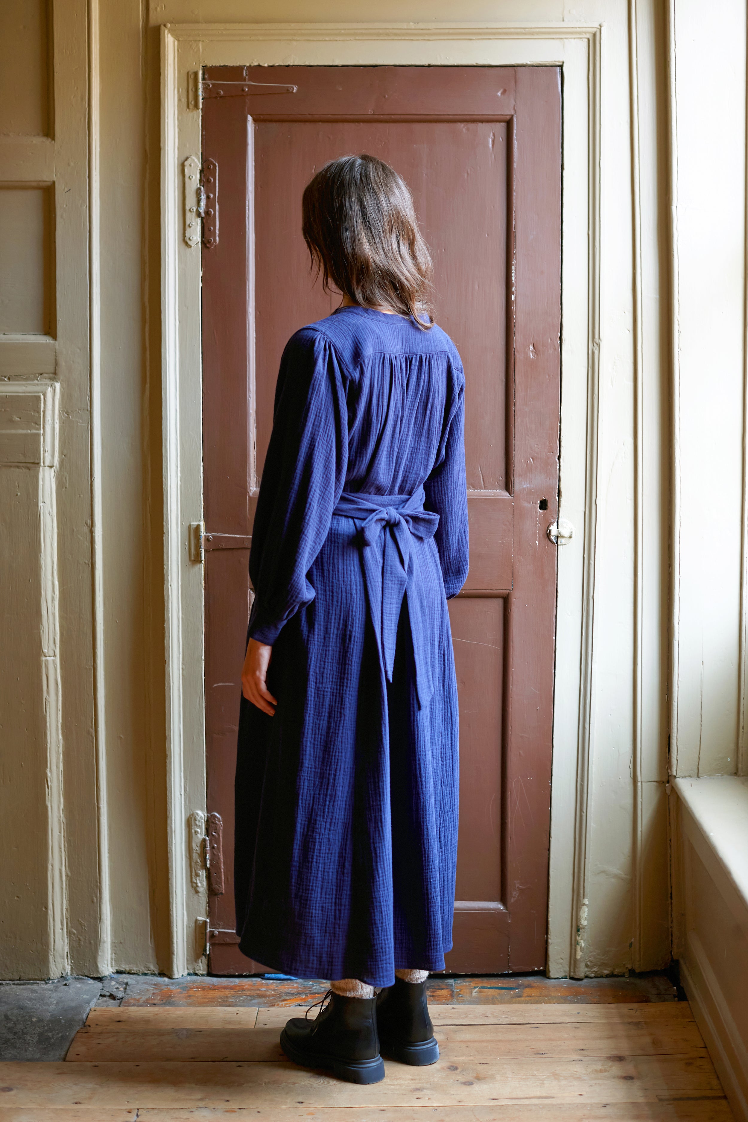 Midhurst Dress in Ink Cotton Crinkle