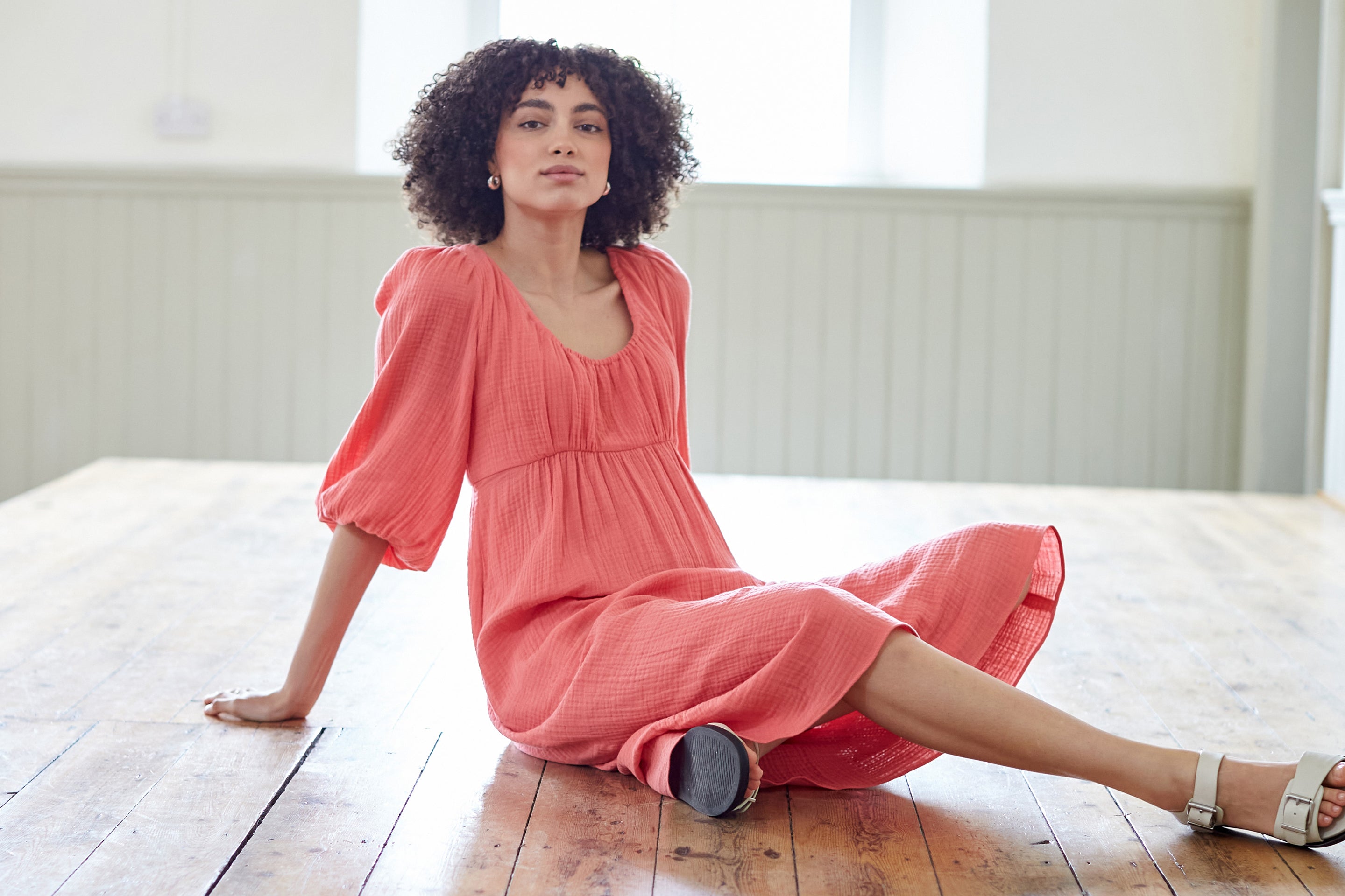 SALE : Coral Pink cotton dress