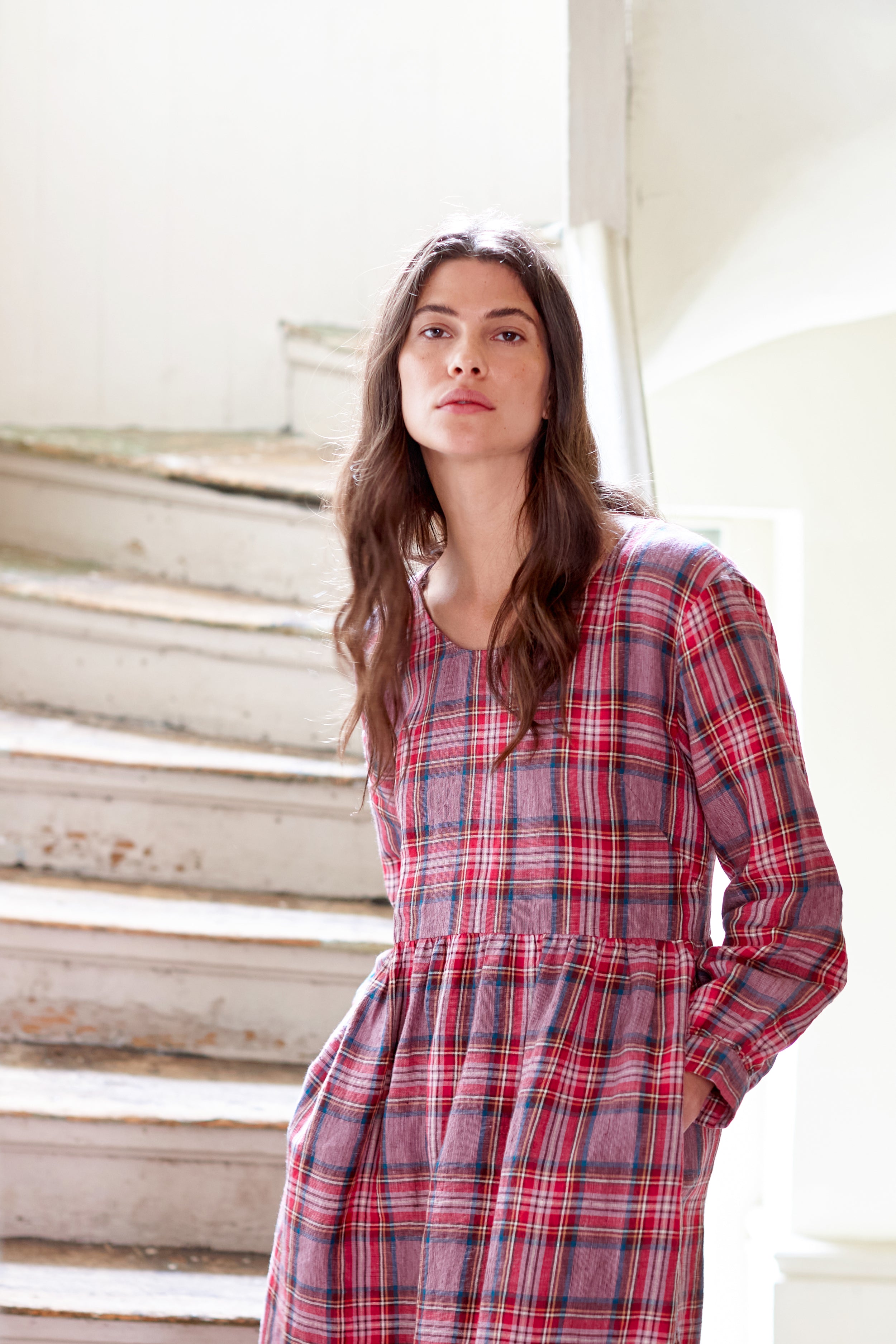 Tartan Irish Linen maxi dress | Made in England | Justine Tabak 
