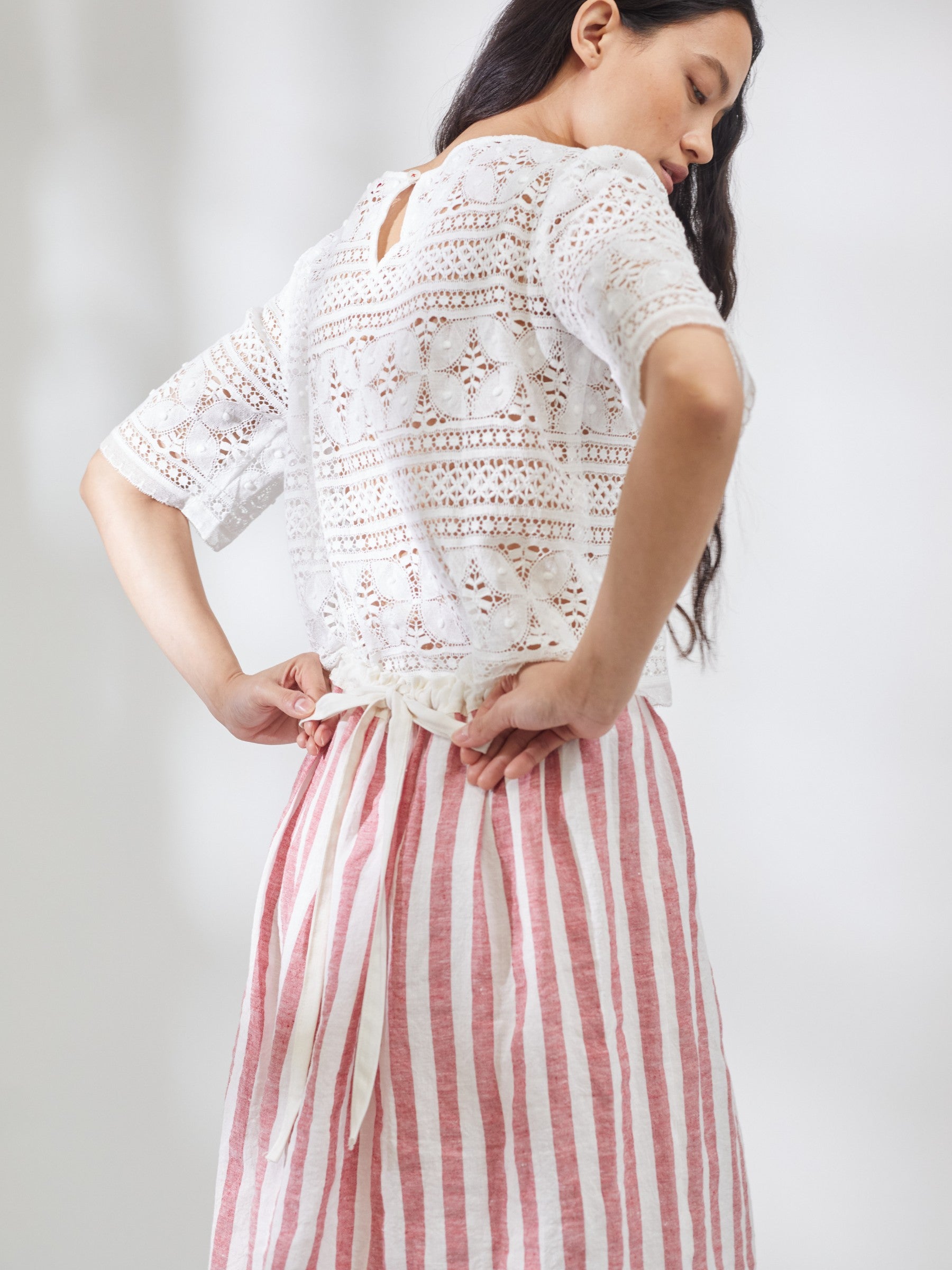 Linen and Nottingham Lace Skirt | Made in England | Justine Tabak 