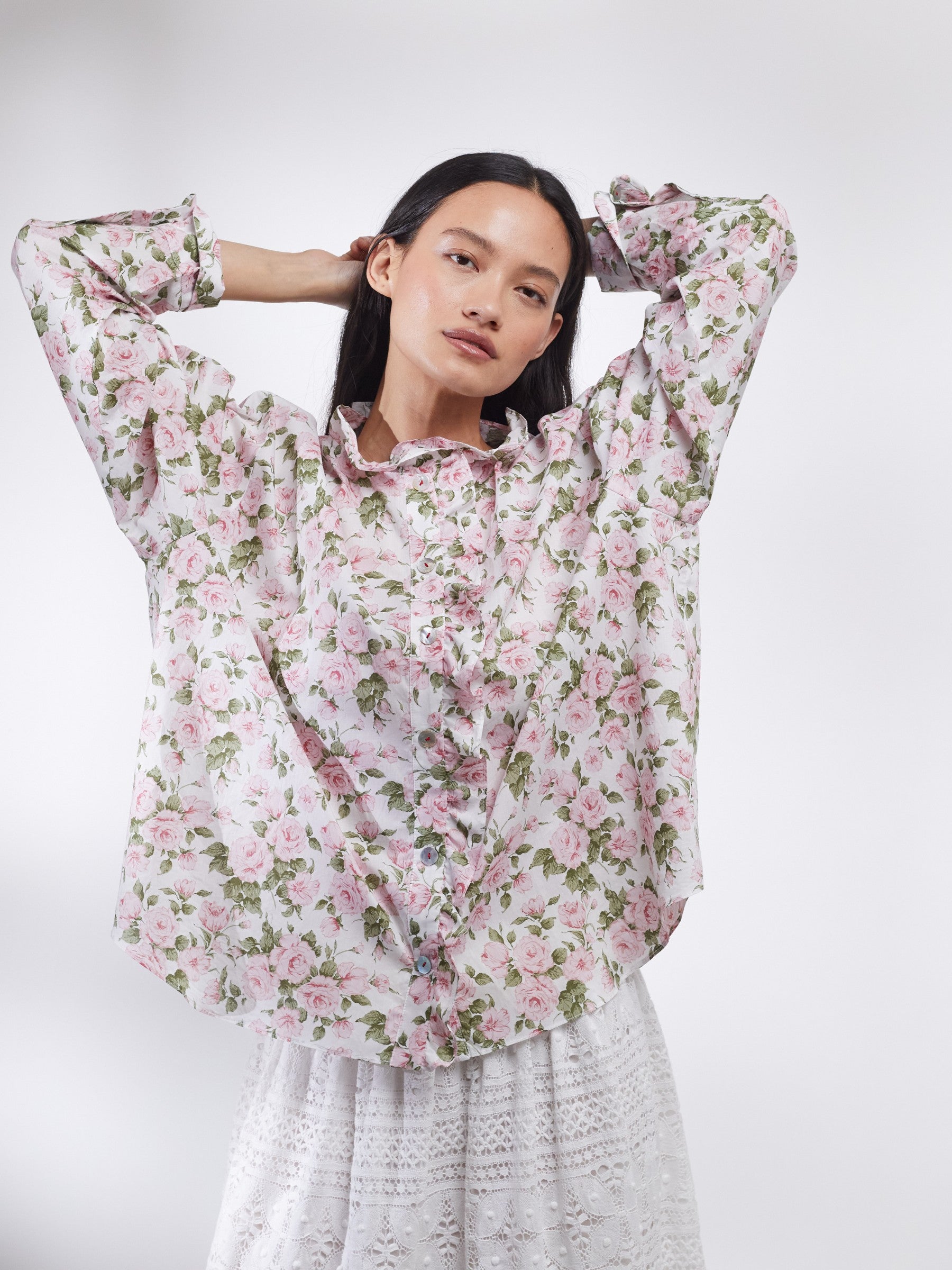 Selby Ruffle Shirt in Classic Liberty Pink Rose