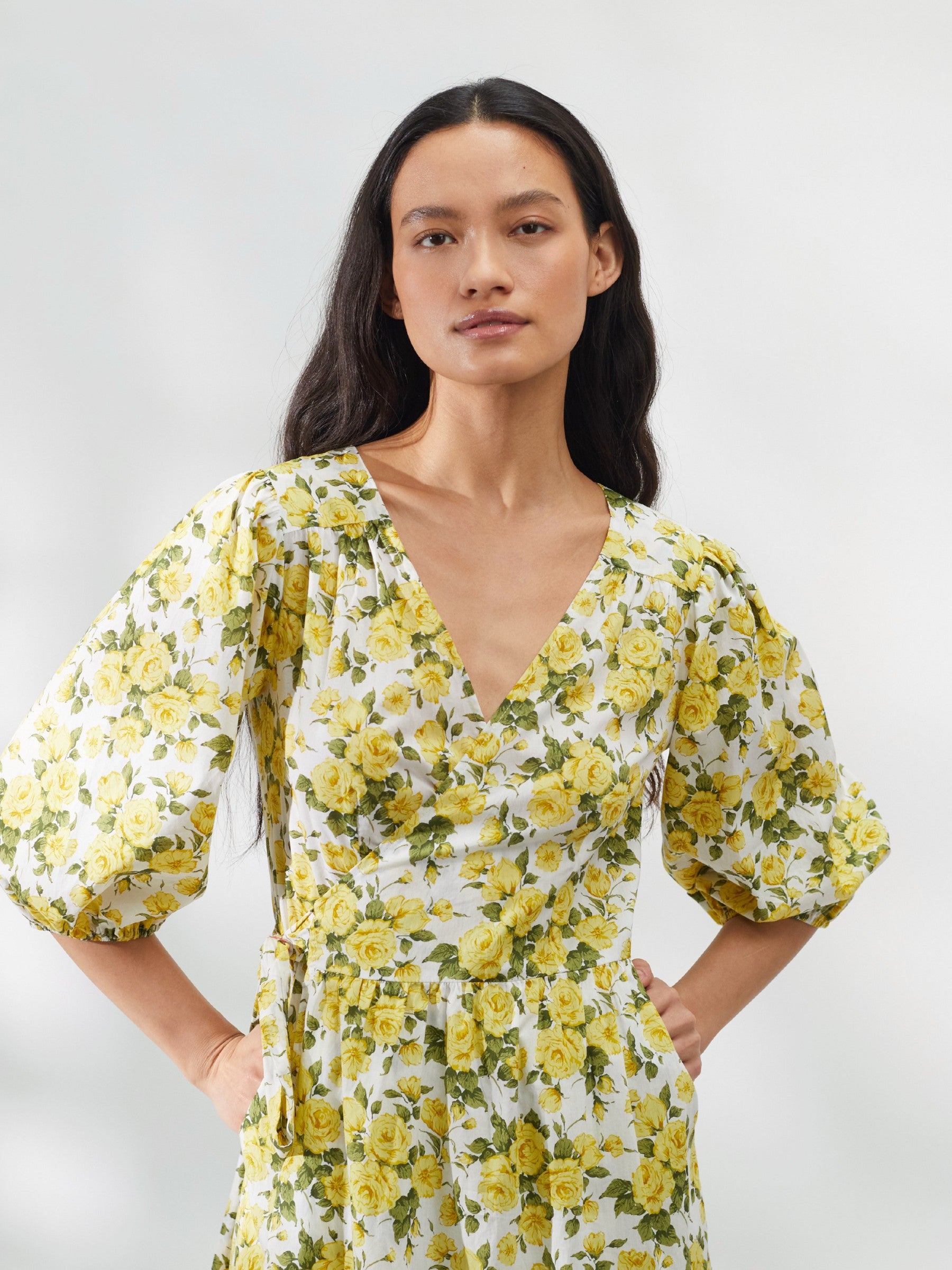 Wrap Dress in Classic Liberty Yellow Rose