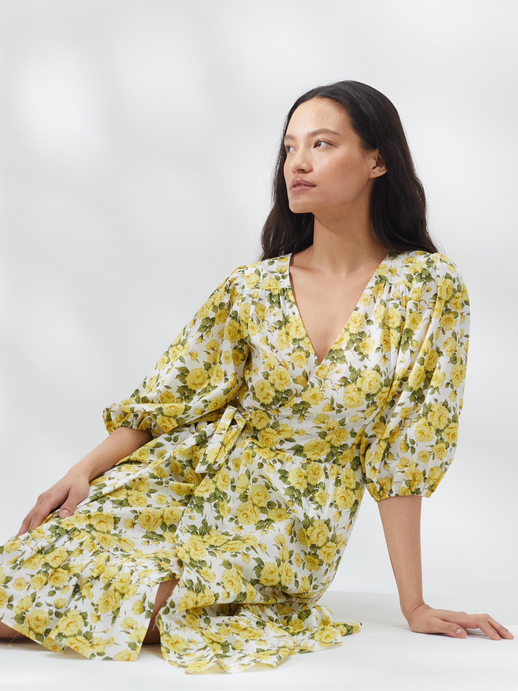 Wrap Dress in Classic Liberty Yellow Rose