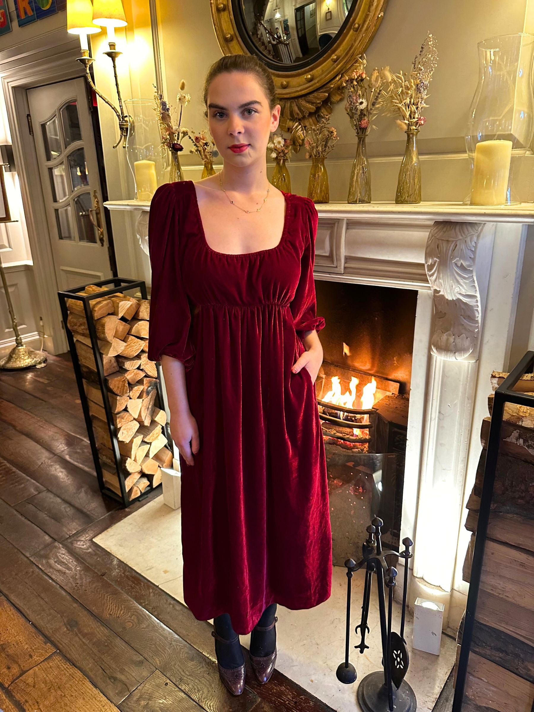 Ruby Velvet Pavilion Dress