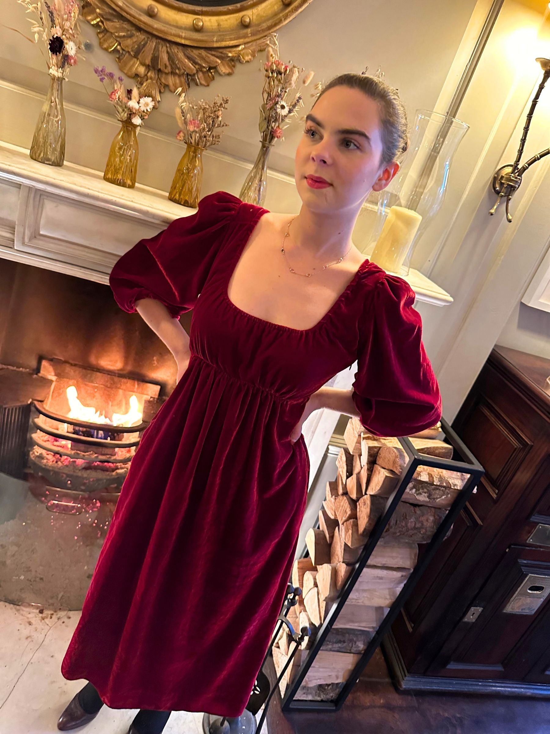 Ruby Velvet Pavilion Dress