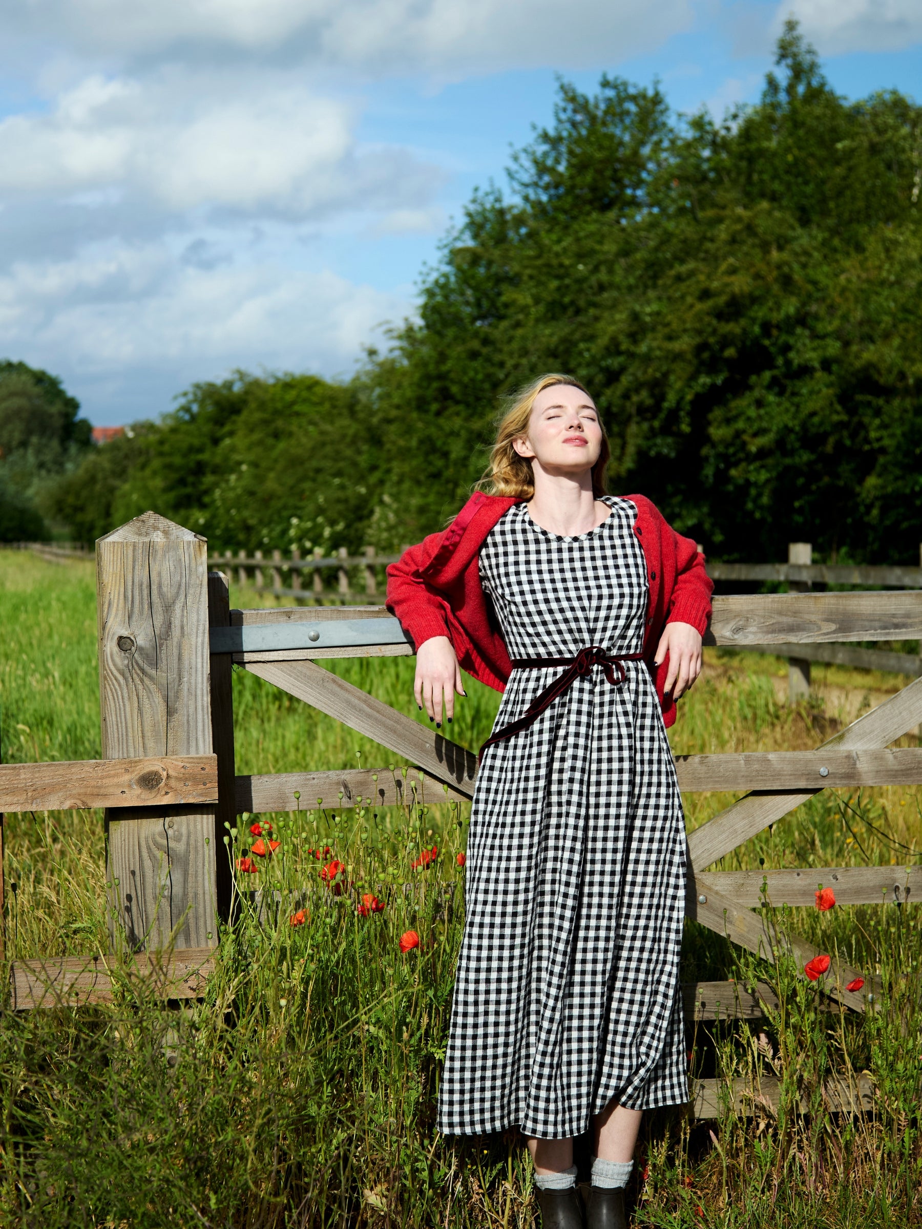Lavenham Dress in Black and White Gingham Irish Linen