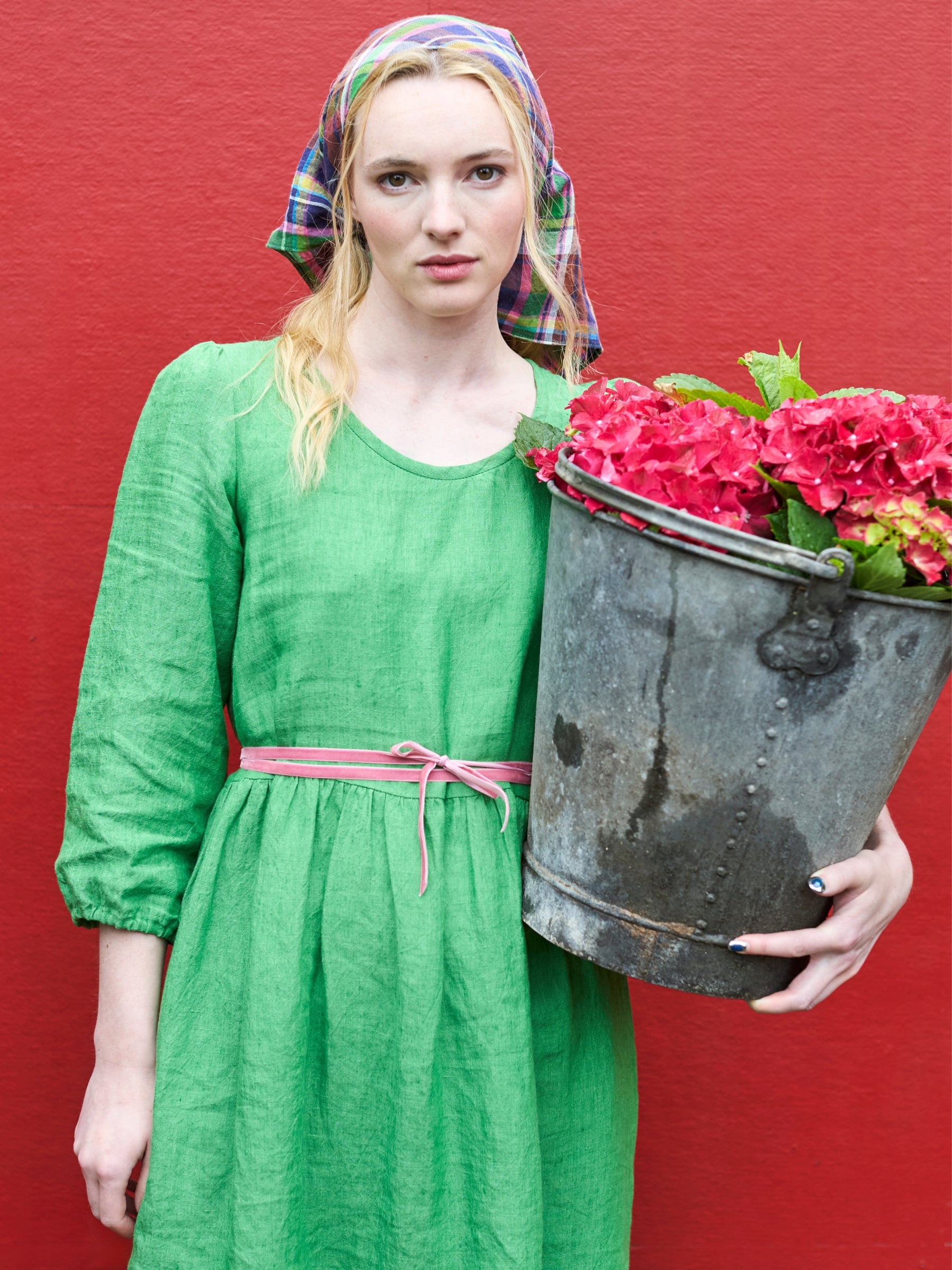 Petticoat Lane Dress in Apple Green Irish Linen