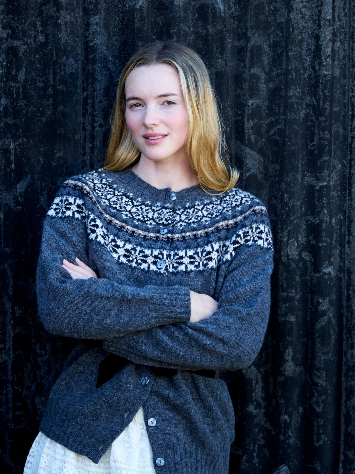 Fairisle Yoke Cardi in Graphite