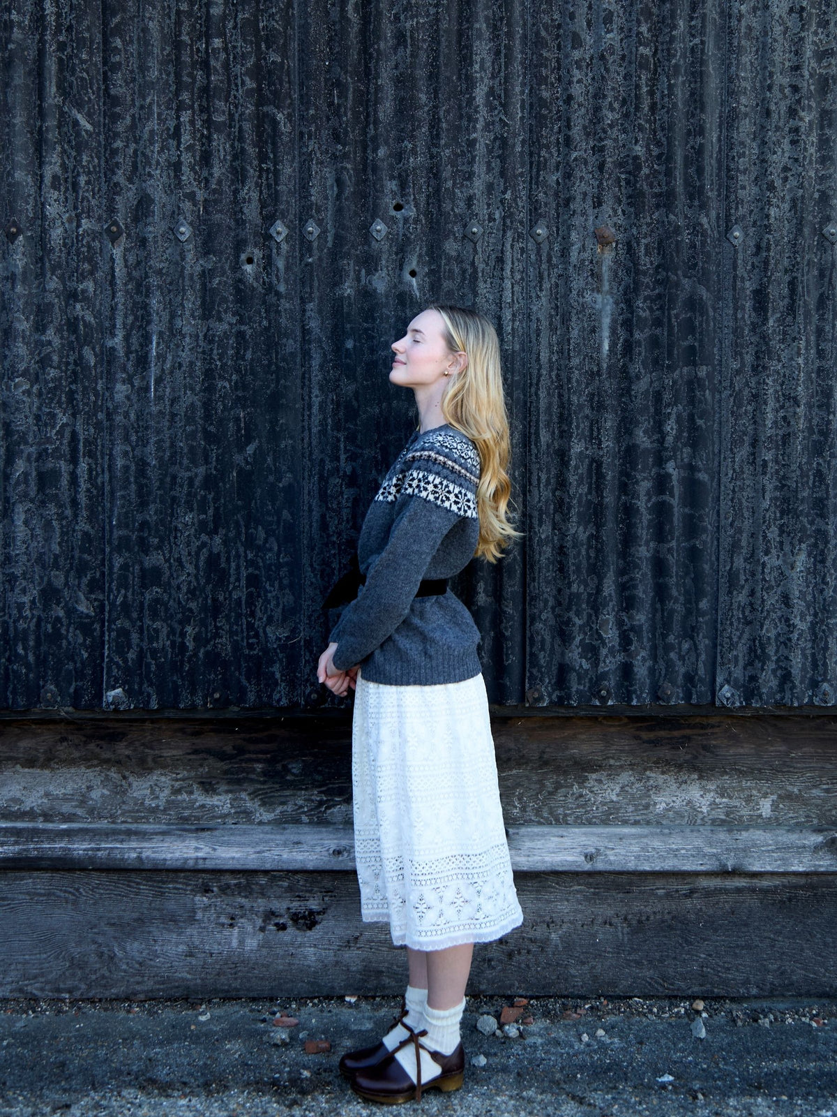 Fairisle Yoke Cardi in Graphite