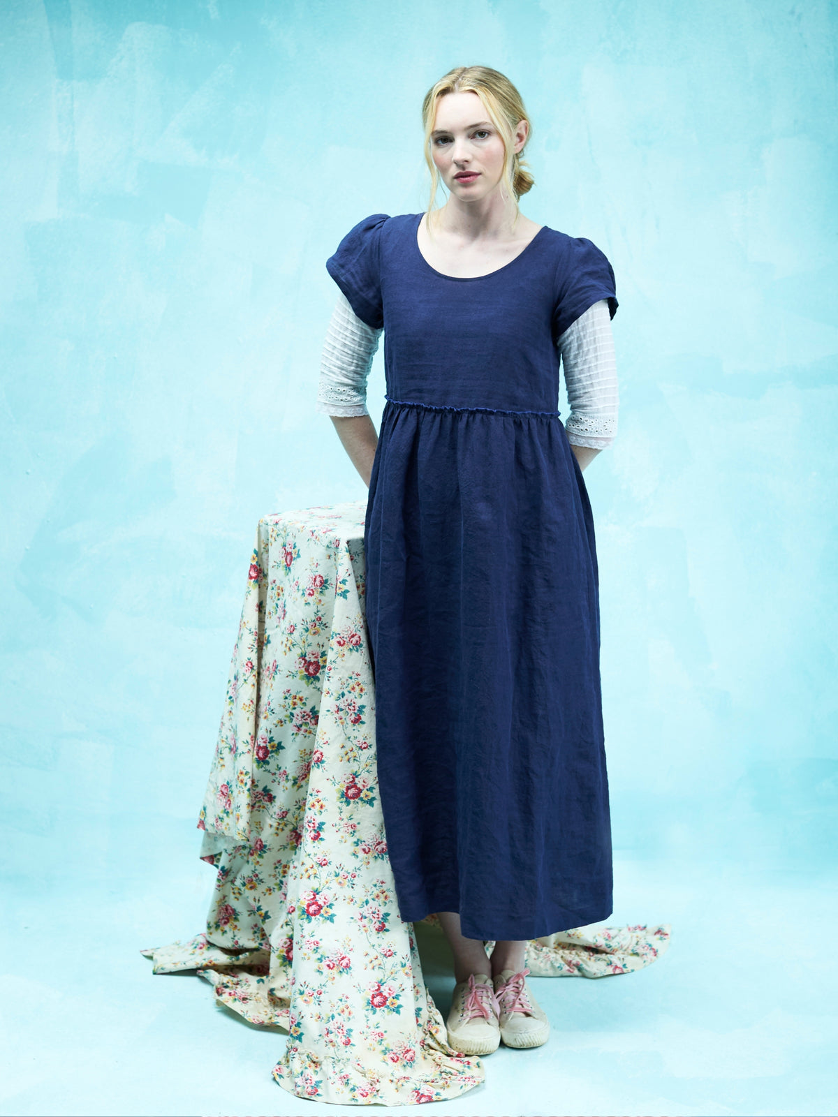 Stepney Dress in Navy Irish Linen