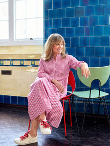 Didsbury Dress in Red Cotton Gingham