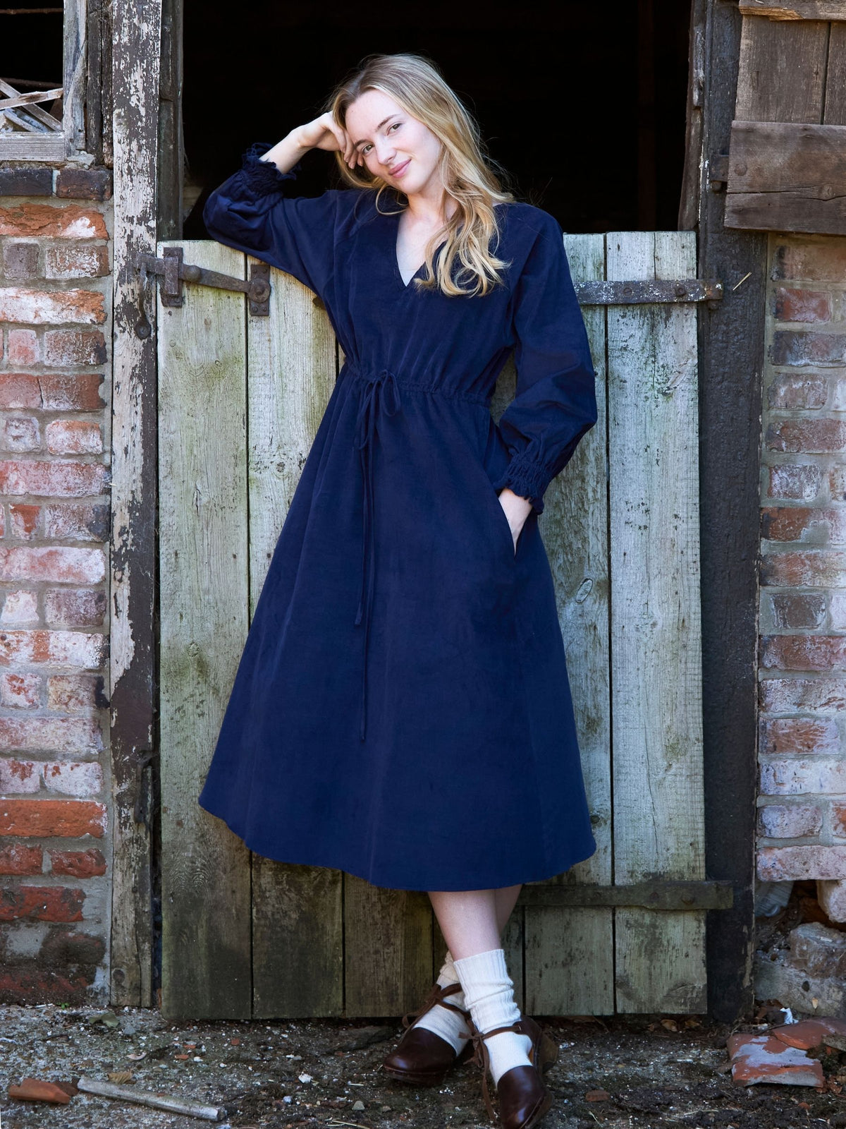 Bloomsbury Dress in Navy Corduroy