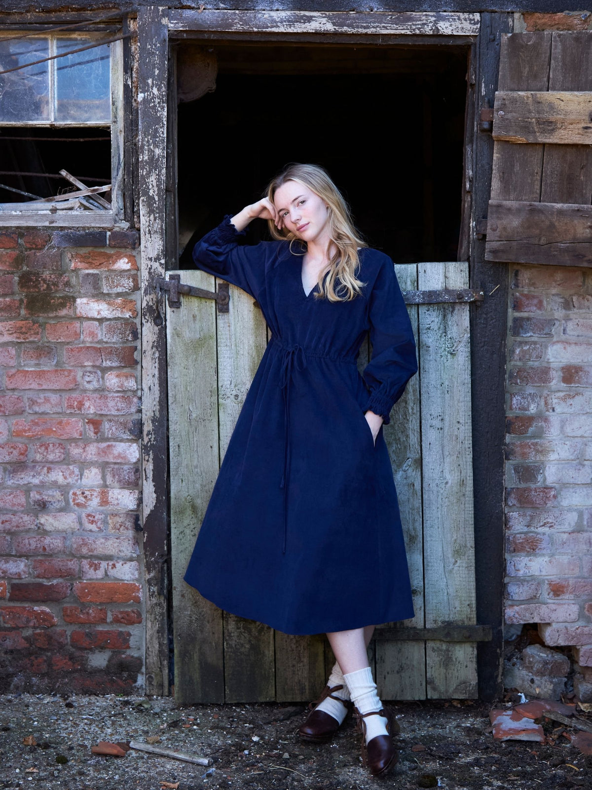 Bloomsbury Dress in Navy Corduroy