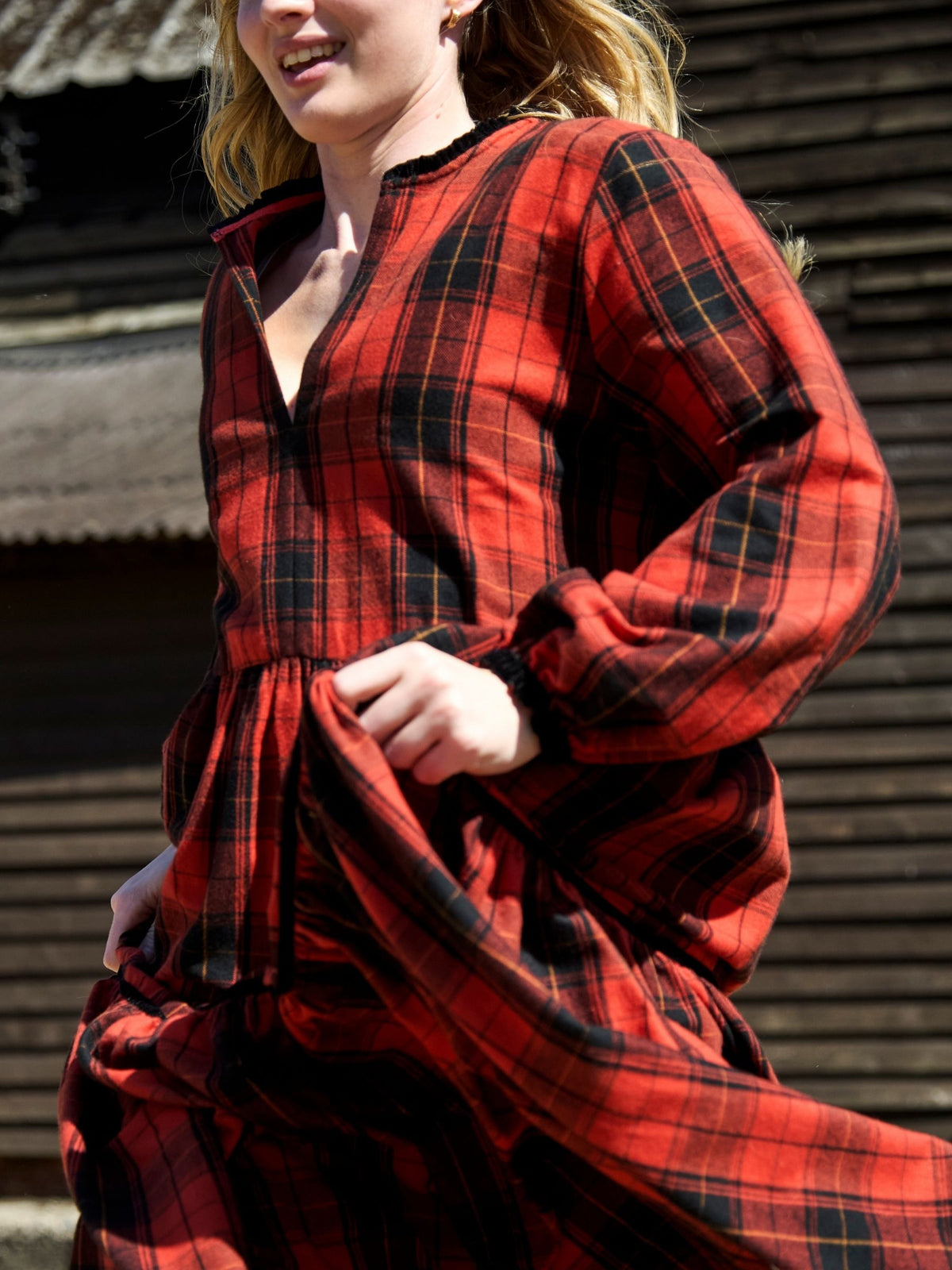 Camden Passage Dress in Red and Black Tartan