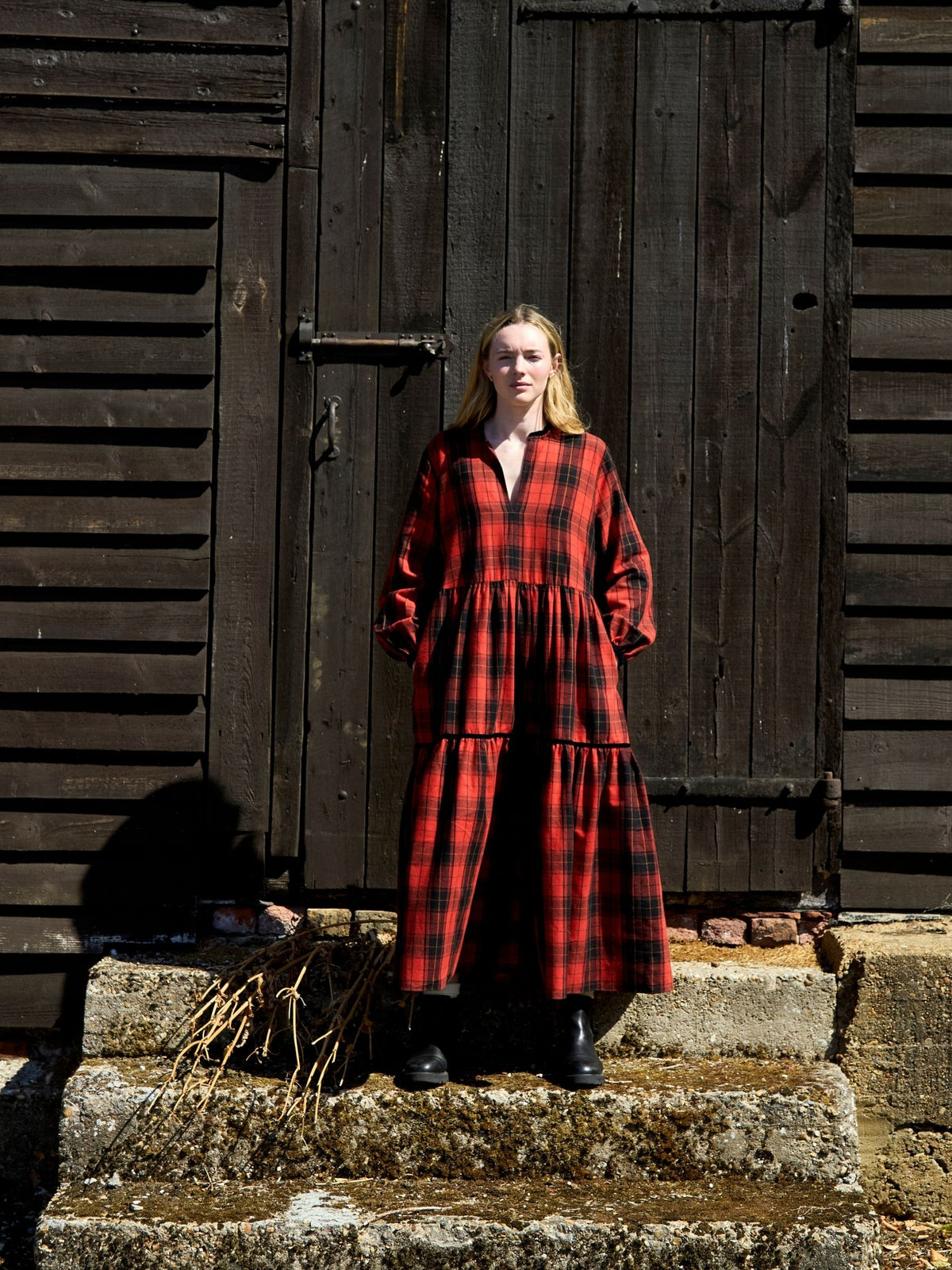 Camden Passage Dress in Red and Black Tartan