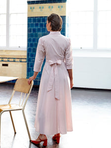 Shirt Dress in Pink Typewriter Cotton | Made in England | Justine Tabak