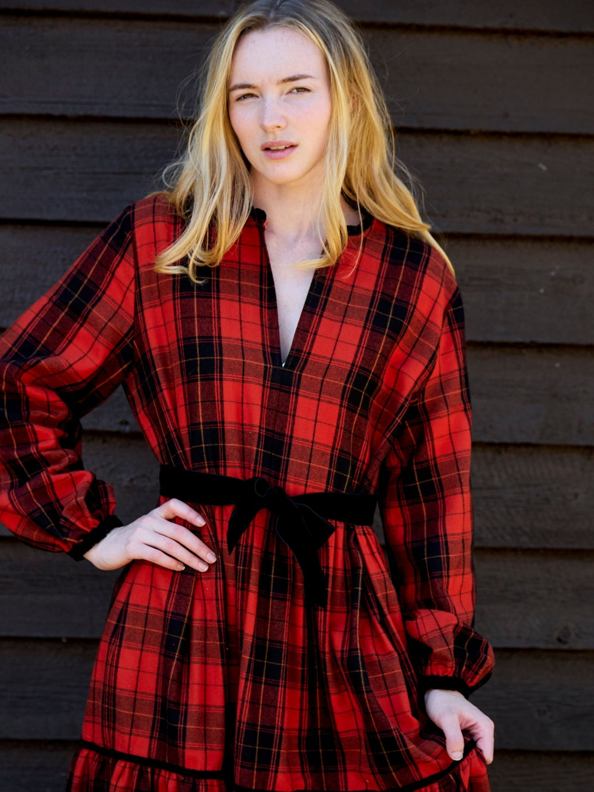 Camden Passage Dress in Red and Black Tartan