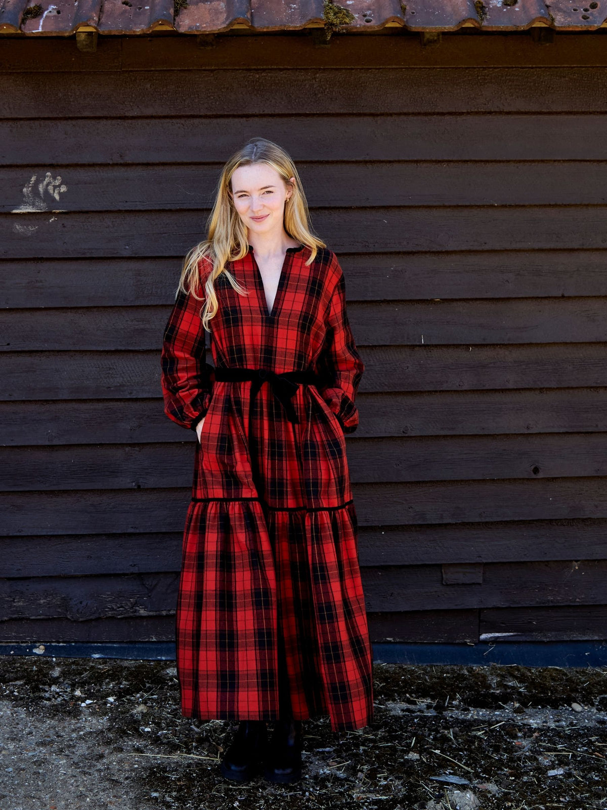 Camden Passage Dress in Red and Black Tartan