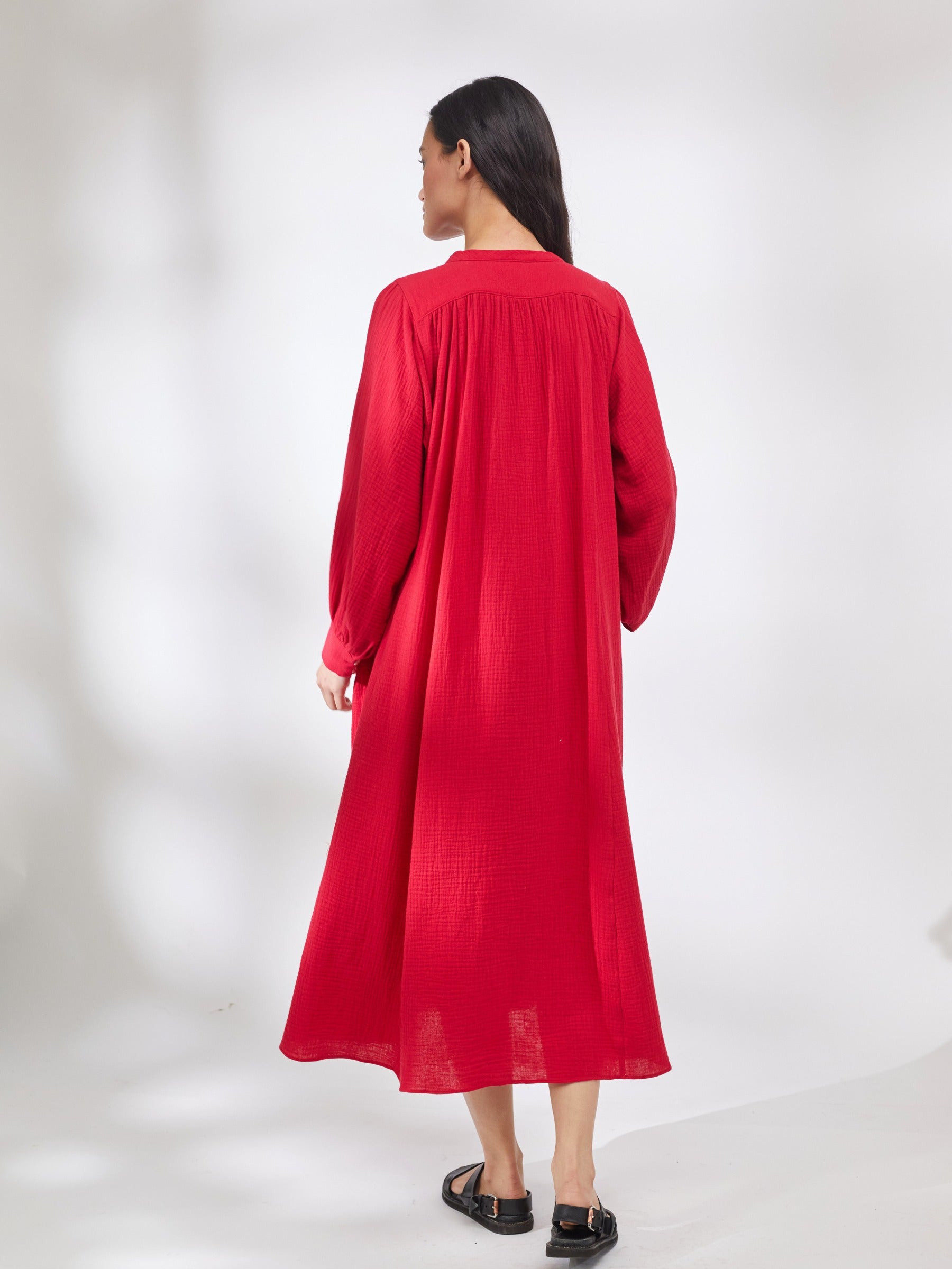 Midhurst Dress in Cherry Cotton Crinkle