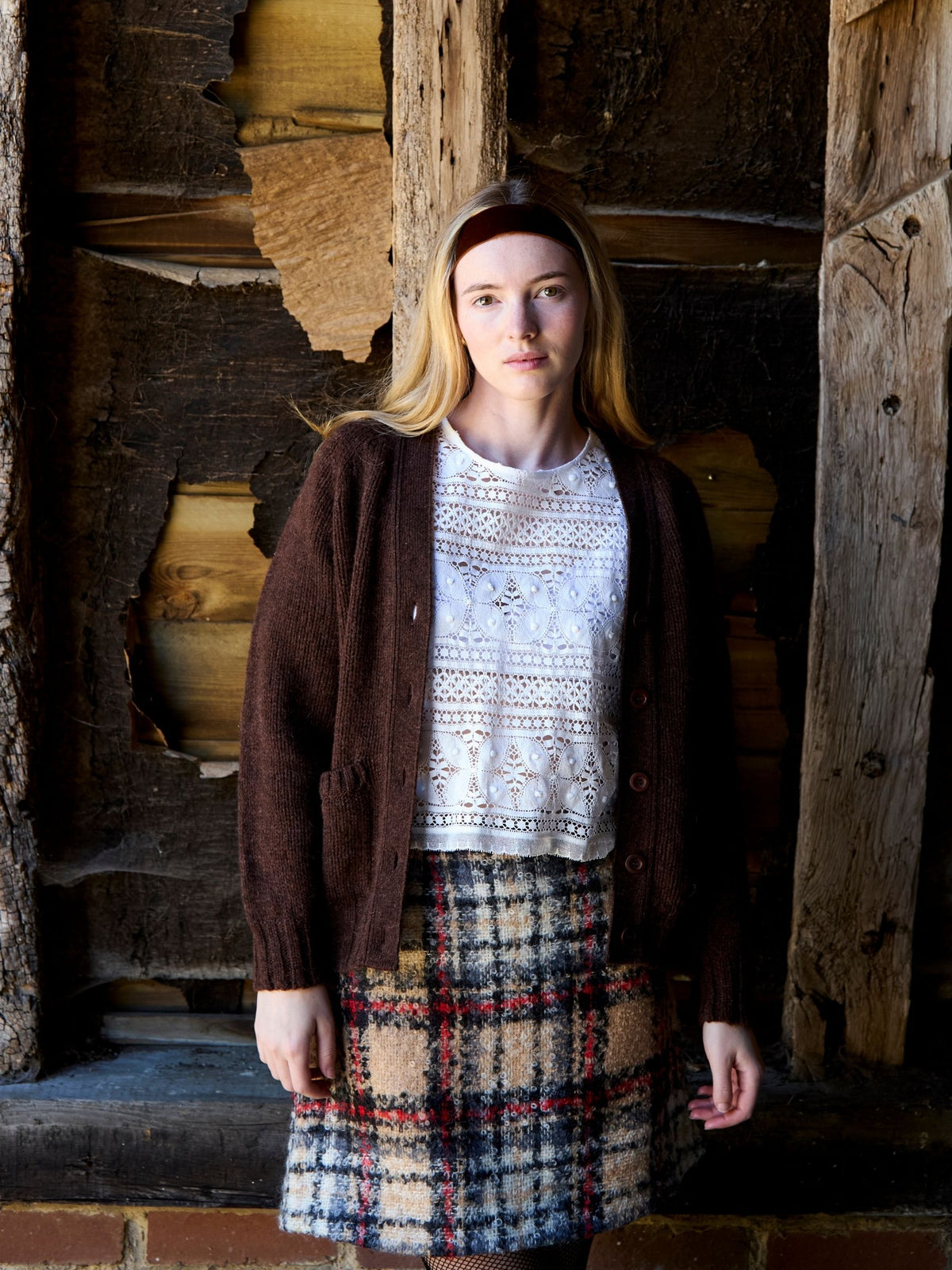 Highland Mini in Camel Tartan Boucle