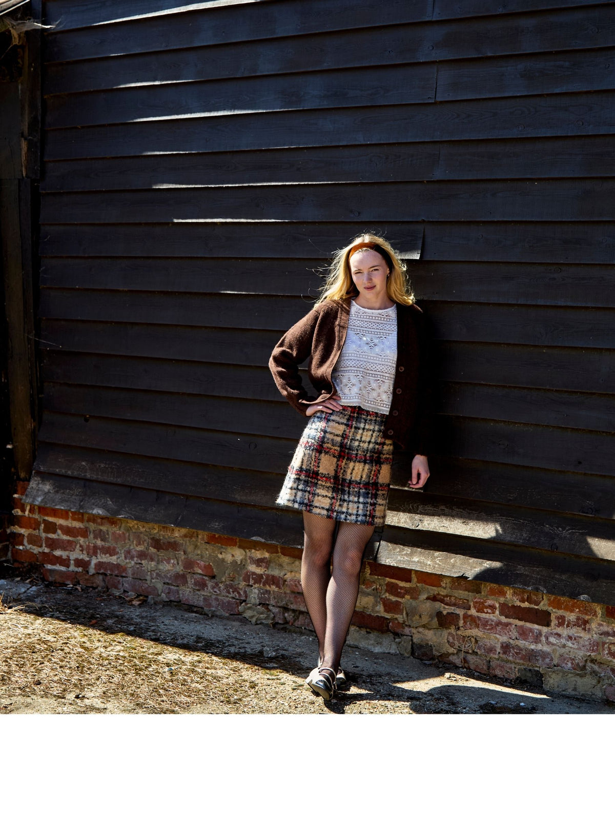 Highland Mini in Camel Tartan Boucle