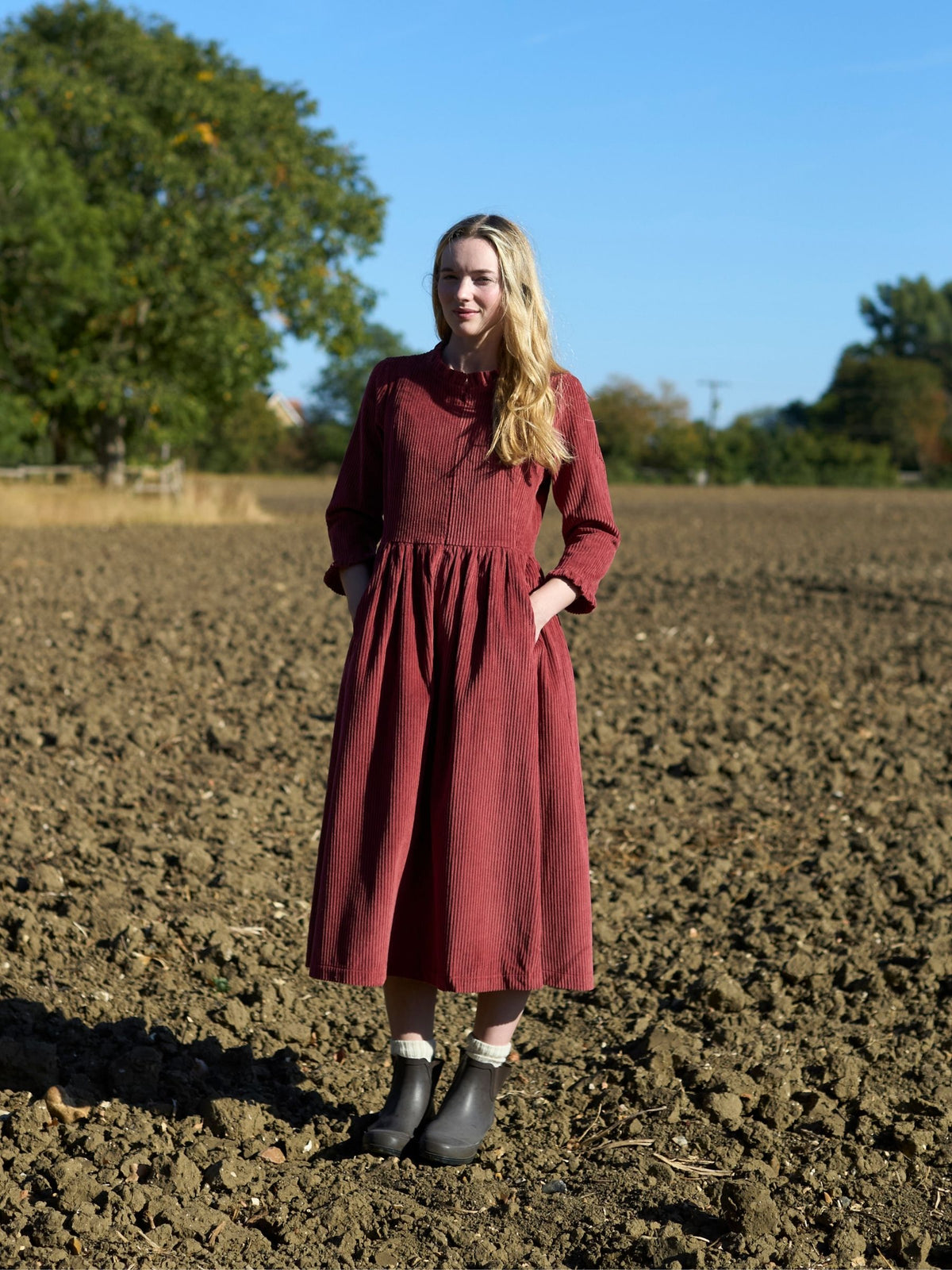Edie Dress in Rosewood Corduroy