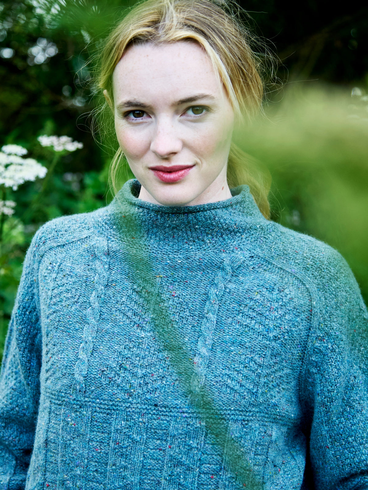 Gansey Jumper in Soft Blue / Green Pure Wool  | Made in Scotland | Justine Tabak
