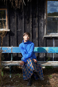 Islay Cropped Jumper in Cobalt Marl Lambswool