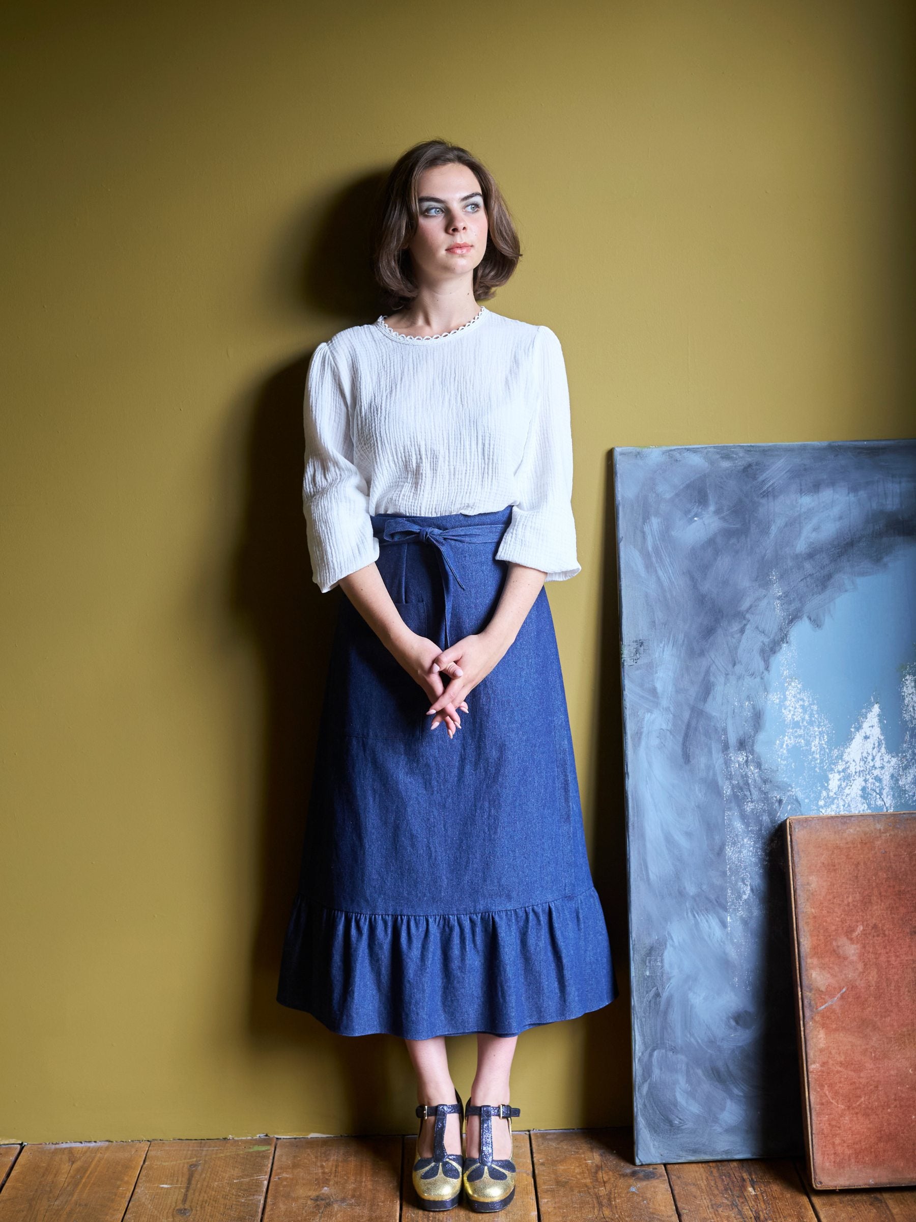 Apron Wrap Skirt in Denim | Made in England | Justine Tabak
