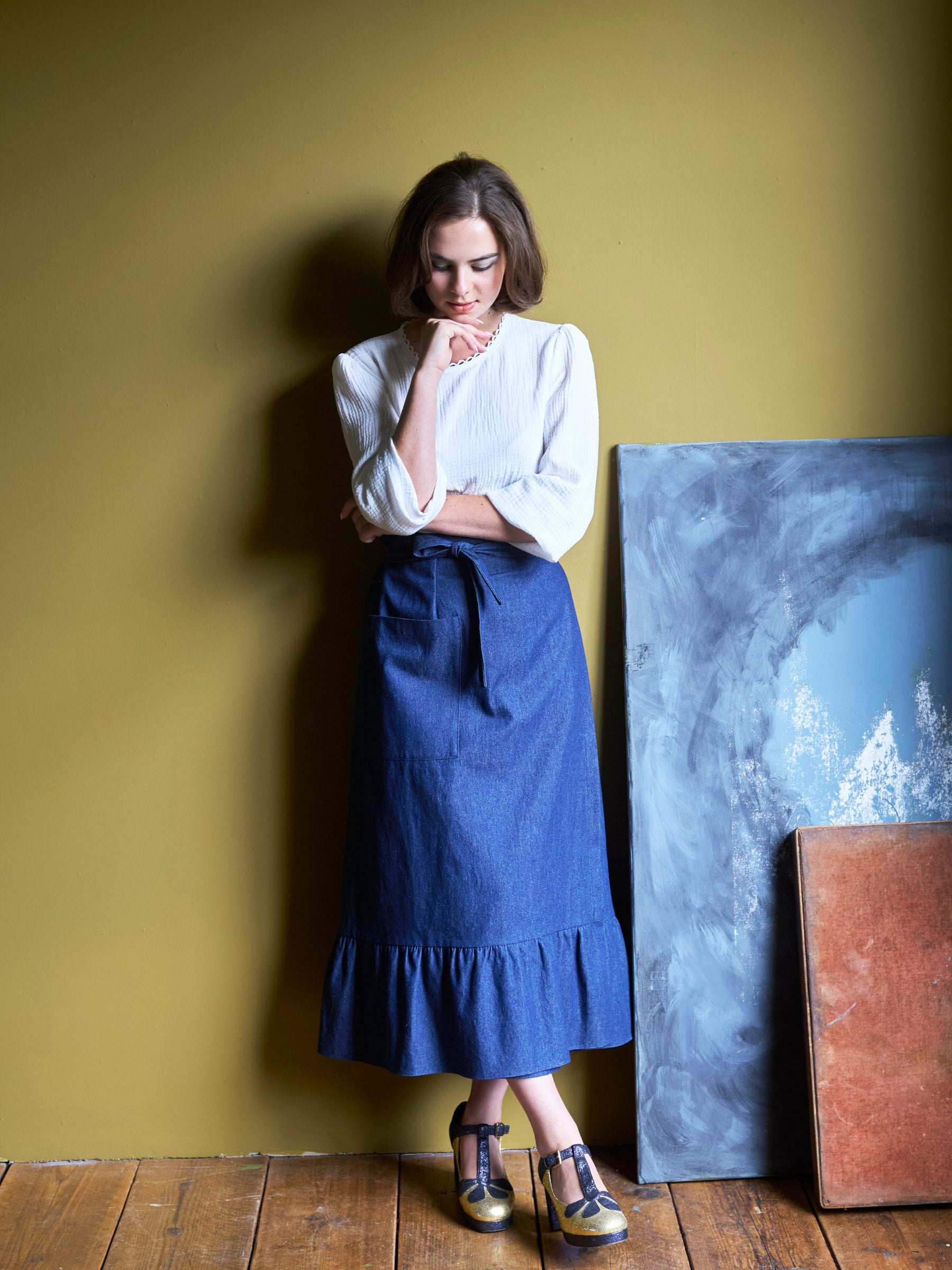 Apron Wrap Skirt in Denim | Made in England | Justine Tabak