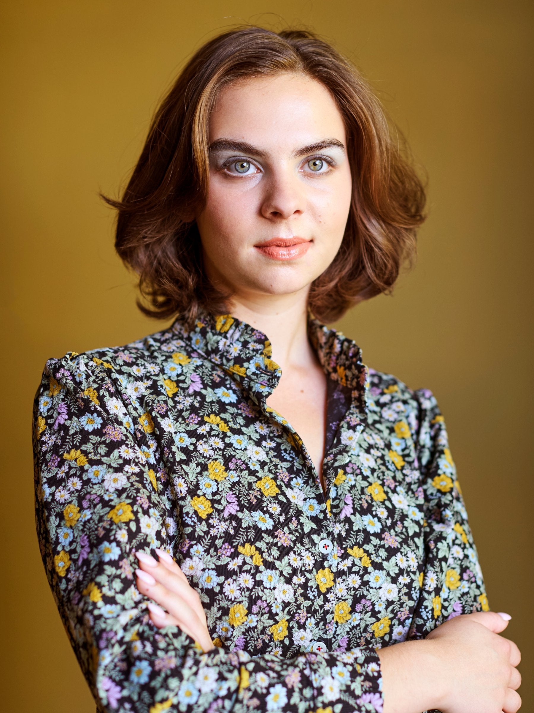 Saltaire Mini Dress in Frosted Floral Corduroy