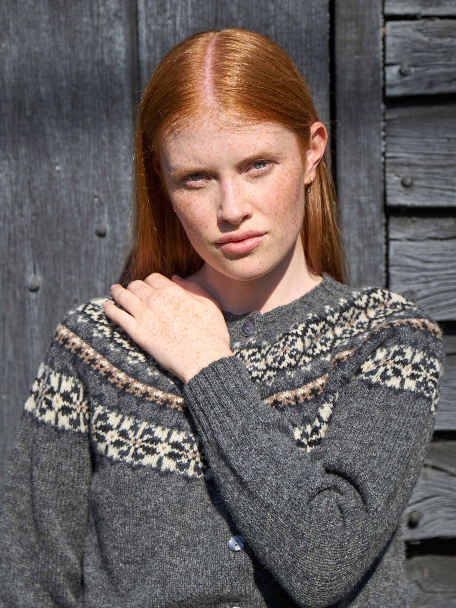 Fairisle Yoke Cardi in Graphite