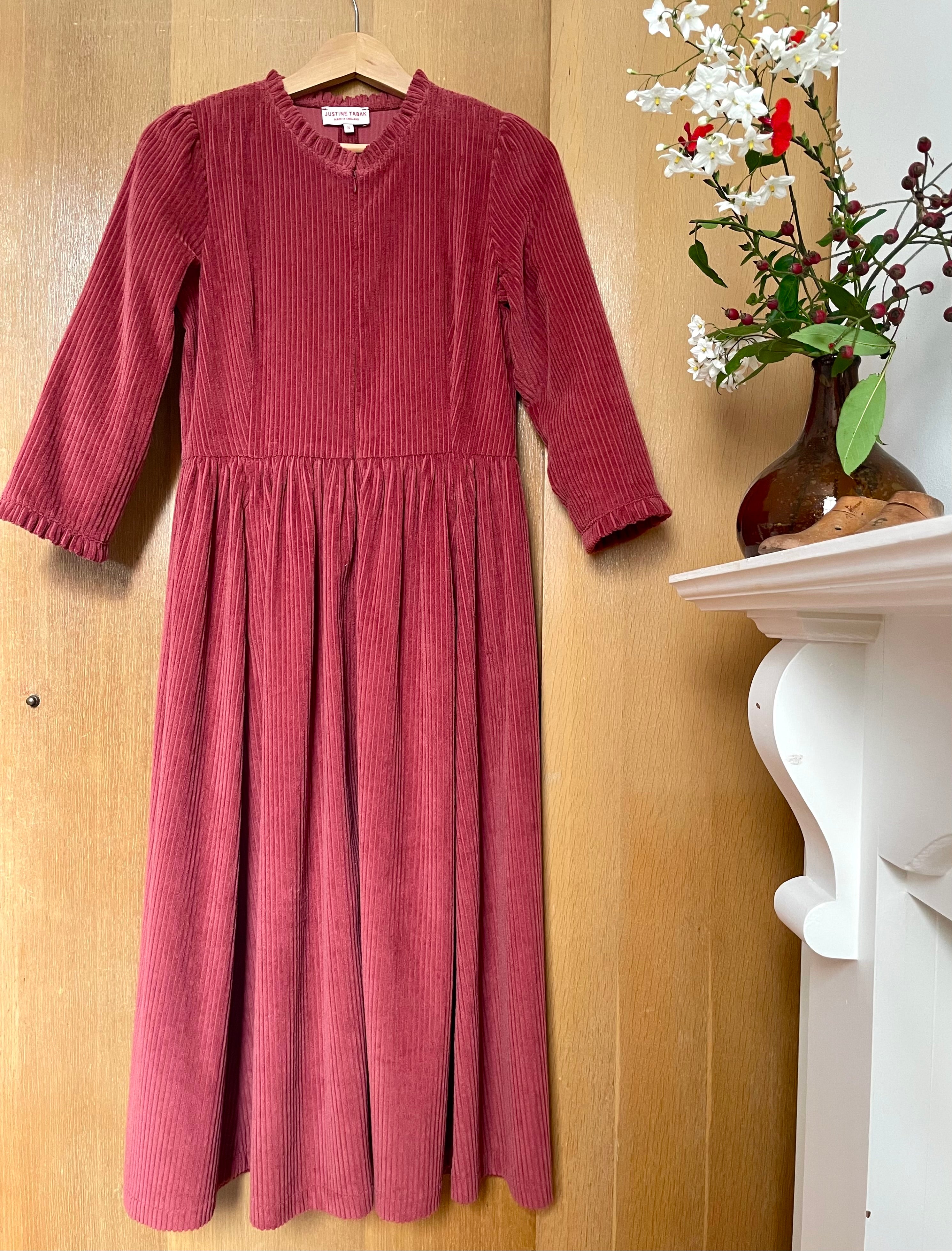 Rose Red Corduroy Dress | Made in England | Justine Tabak
