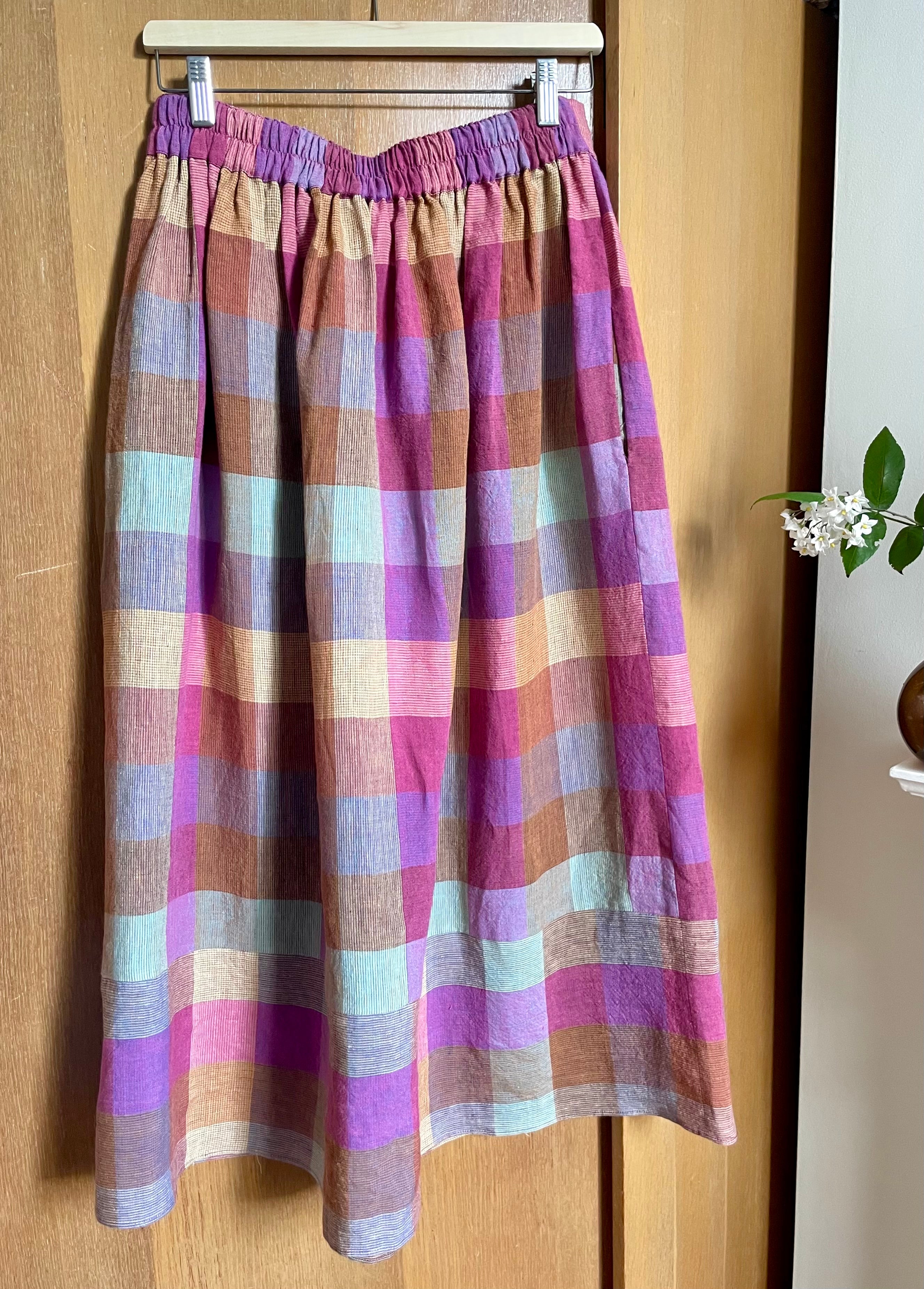 Bobbie Skirt in Irish Linen Blanket Check