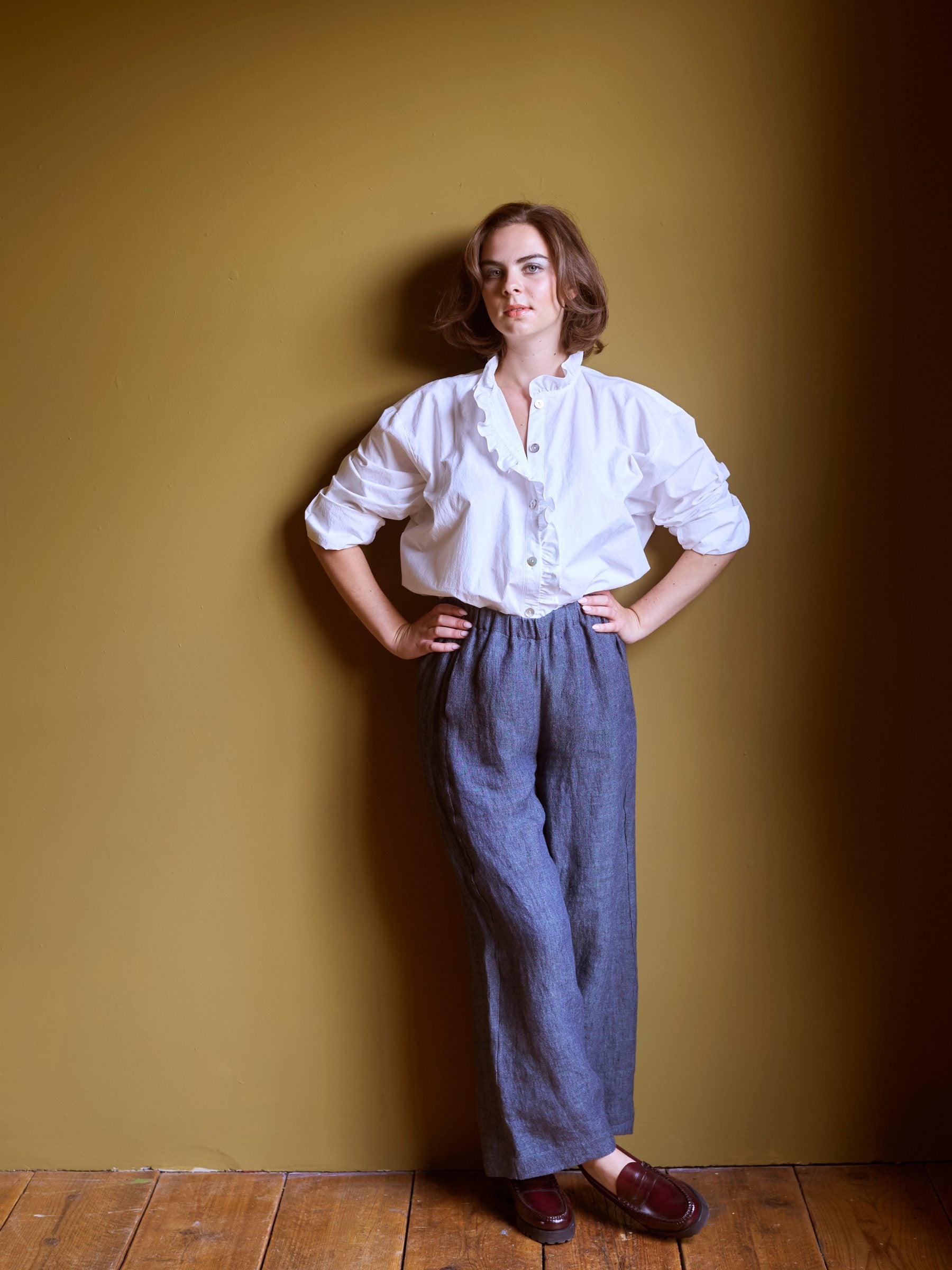 Trouser in Ink Irish Linen Twill | Made in England | Justine Tabak 