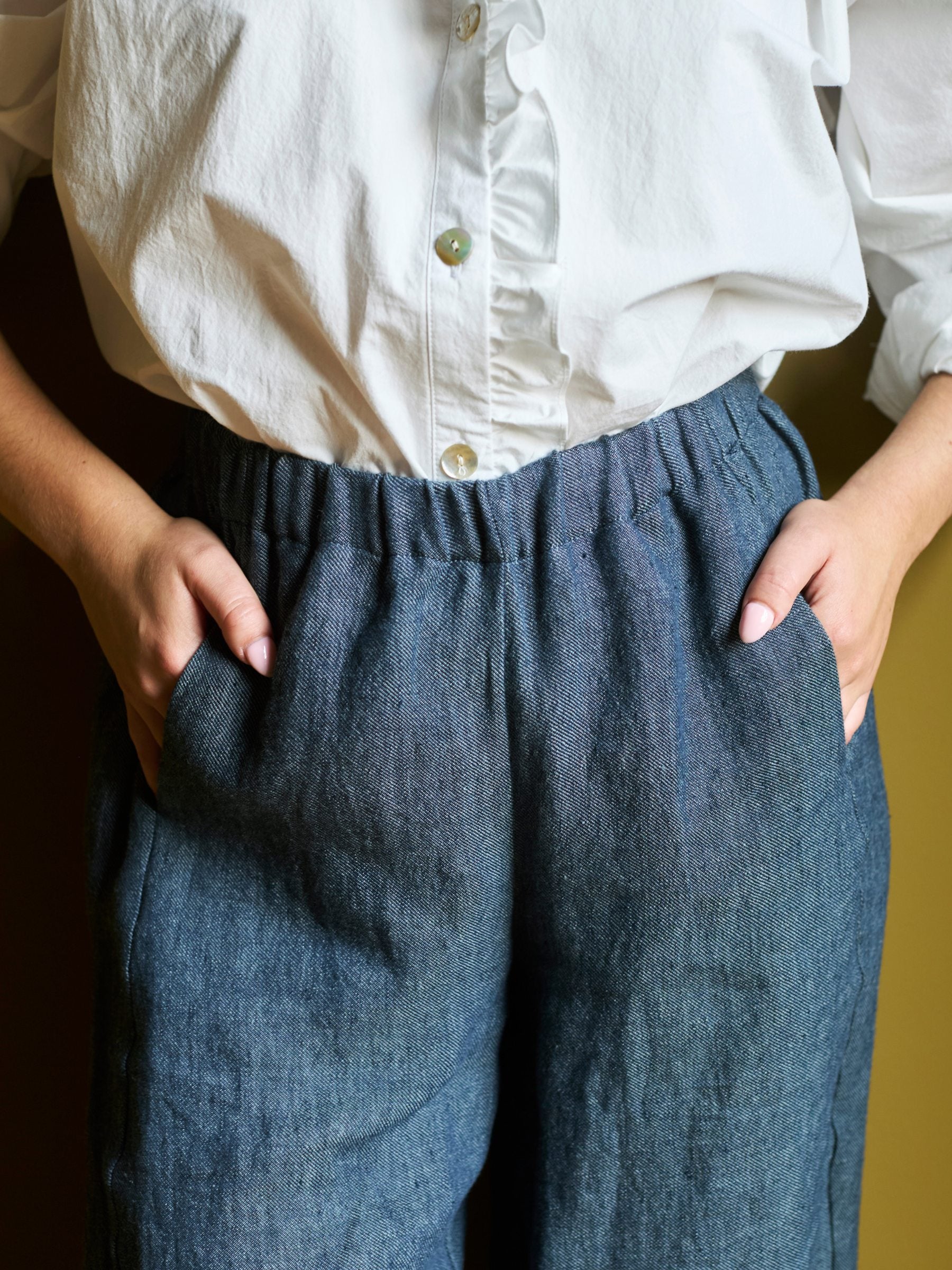 Trouser in Ink Irish Linen Twill | Made in England | Justine Tabak 
