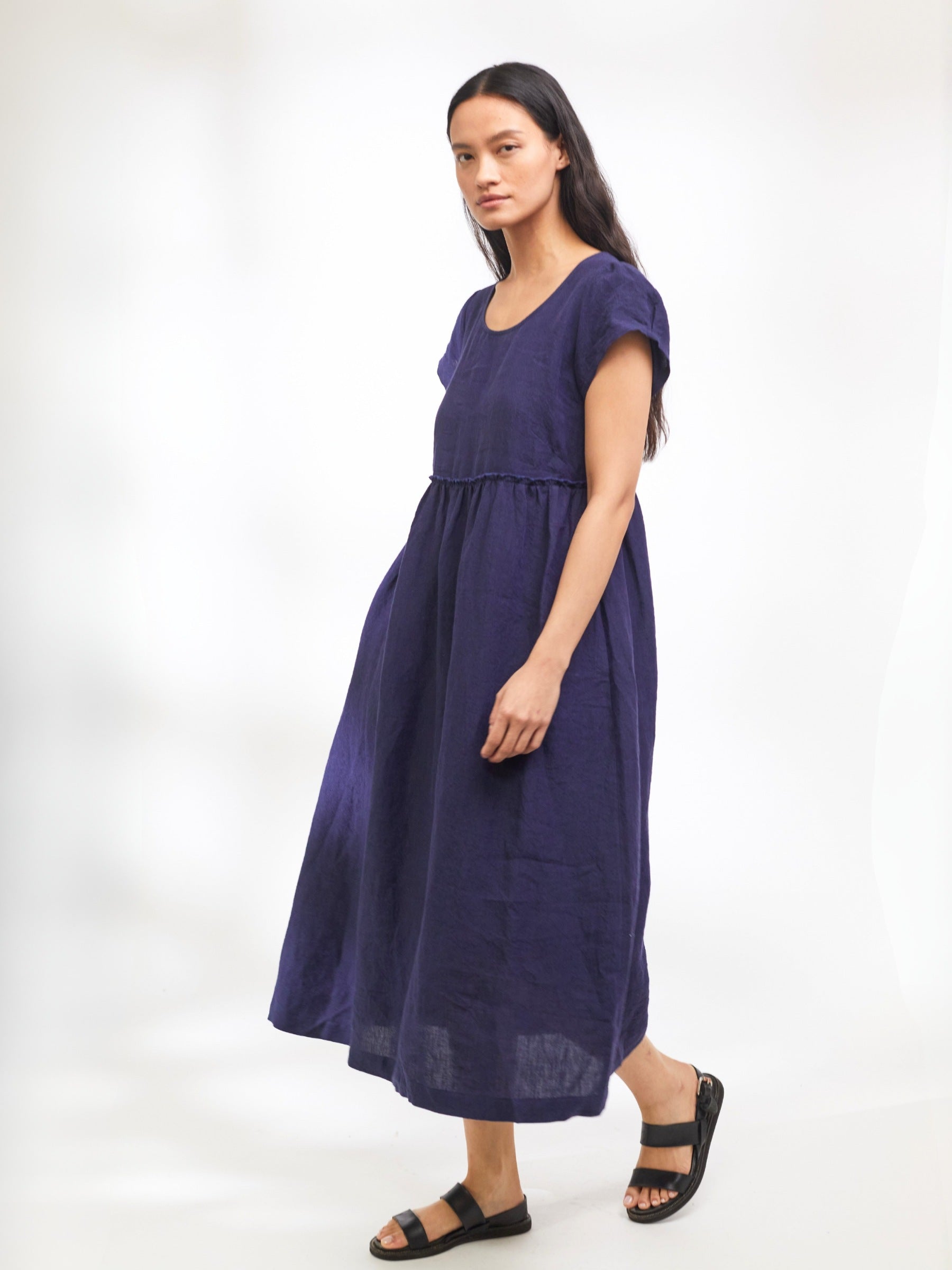 Stepney Dress in Navy Irish Linen