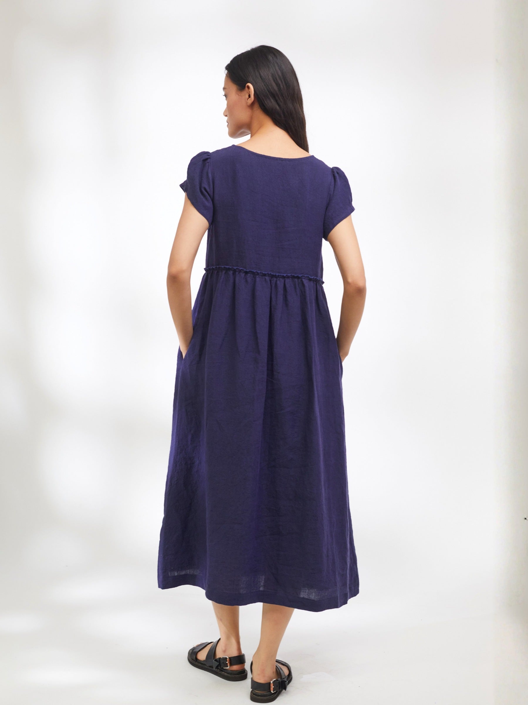 Stepney Dress in Navy Irish Linen