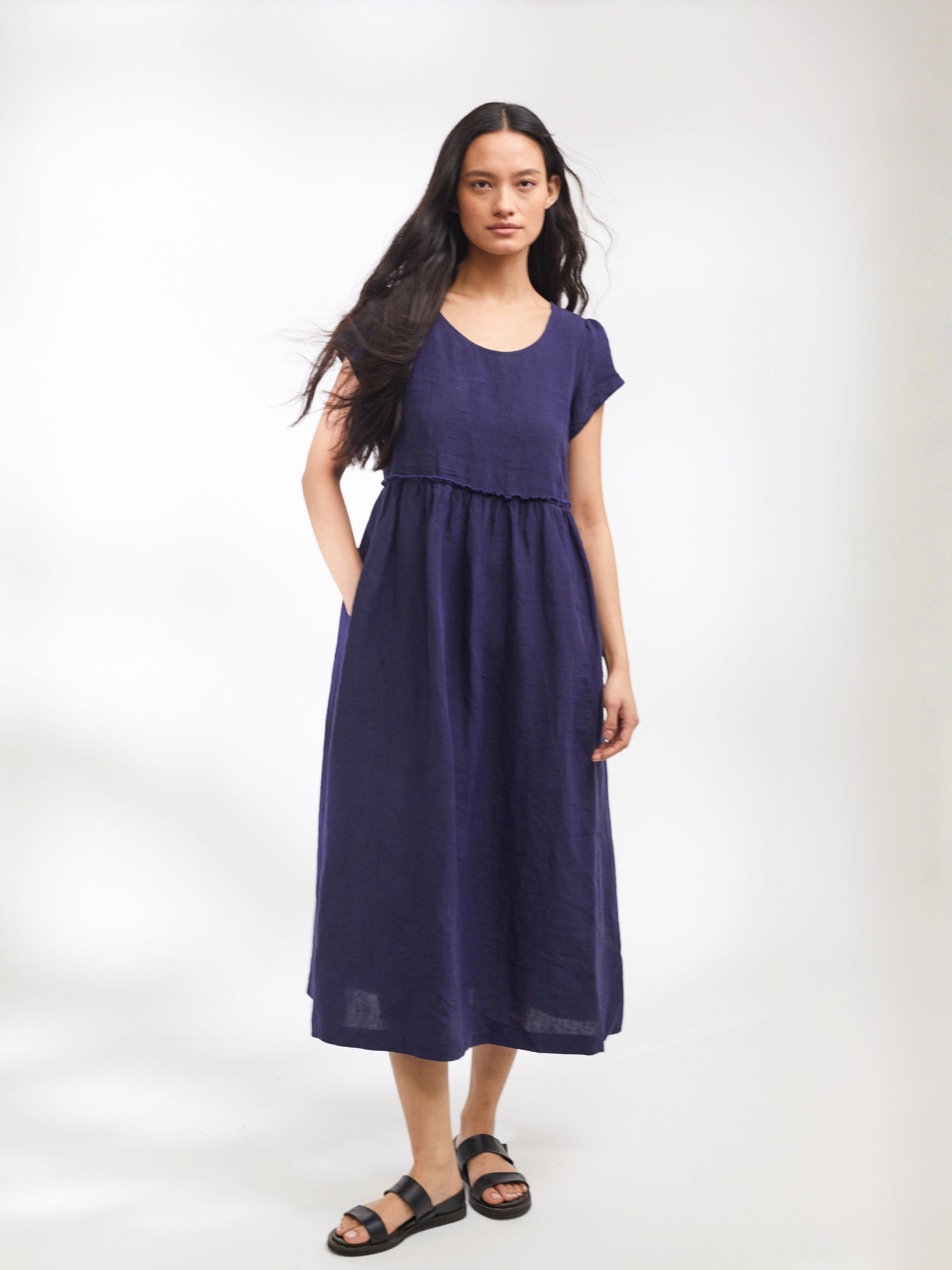 Stepney Dress in Navy Irish Linen