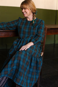  Irish Linen Tartan Tiered Dress | Made in England | Justine Tabak